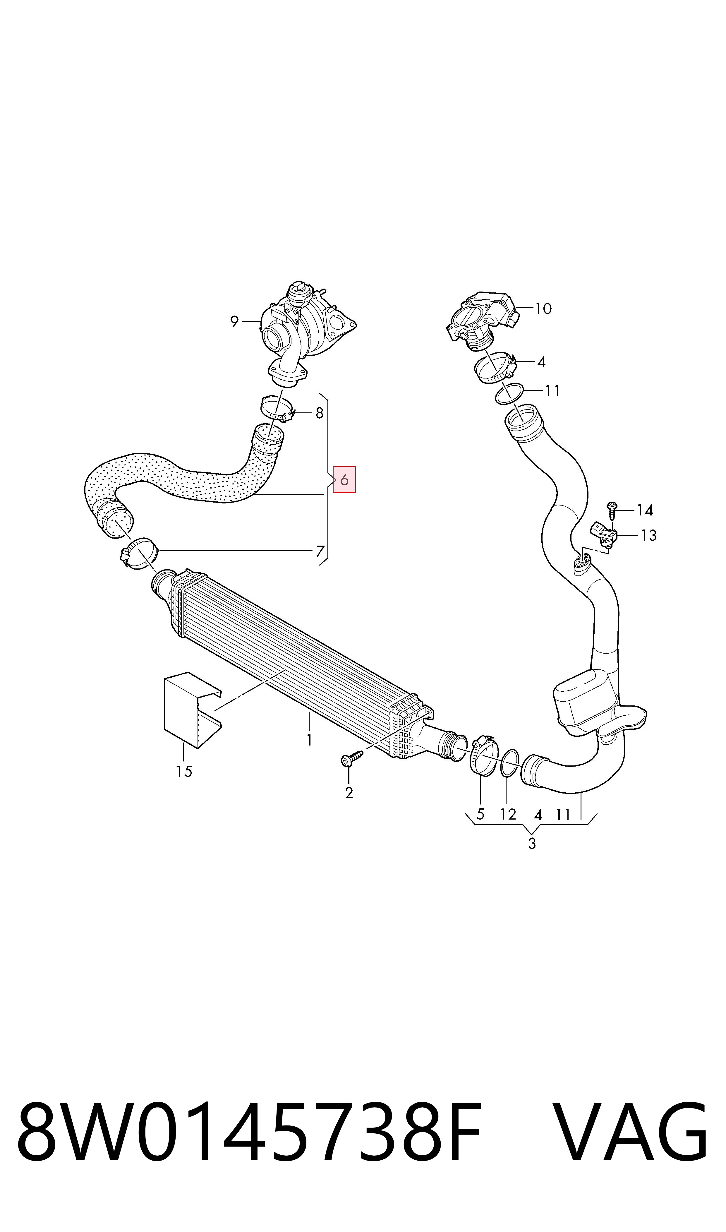 8W0145738F VAG Manguera del intercooler