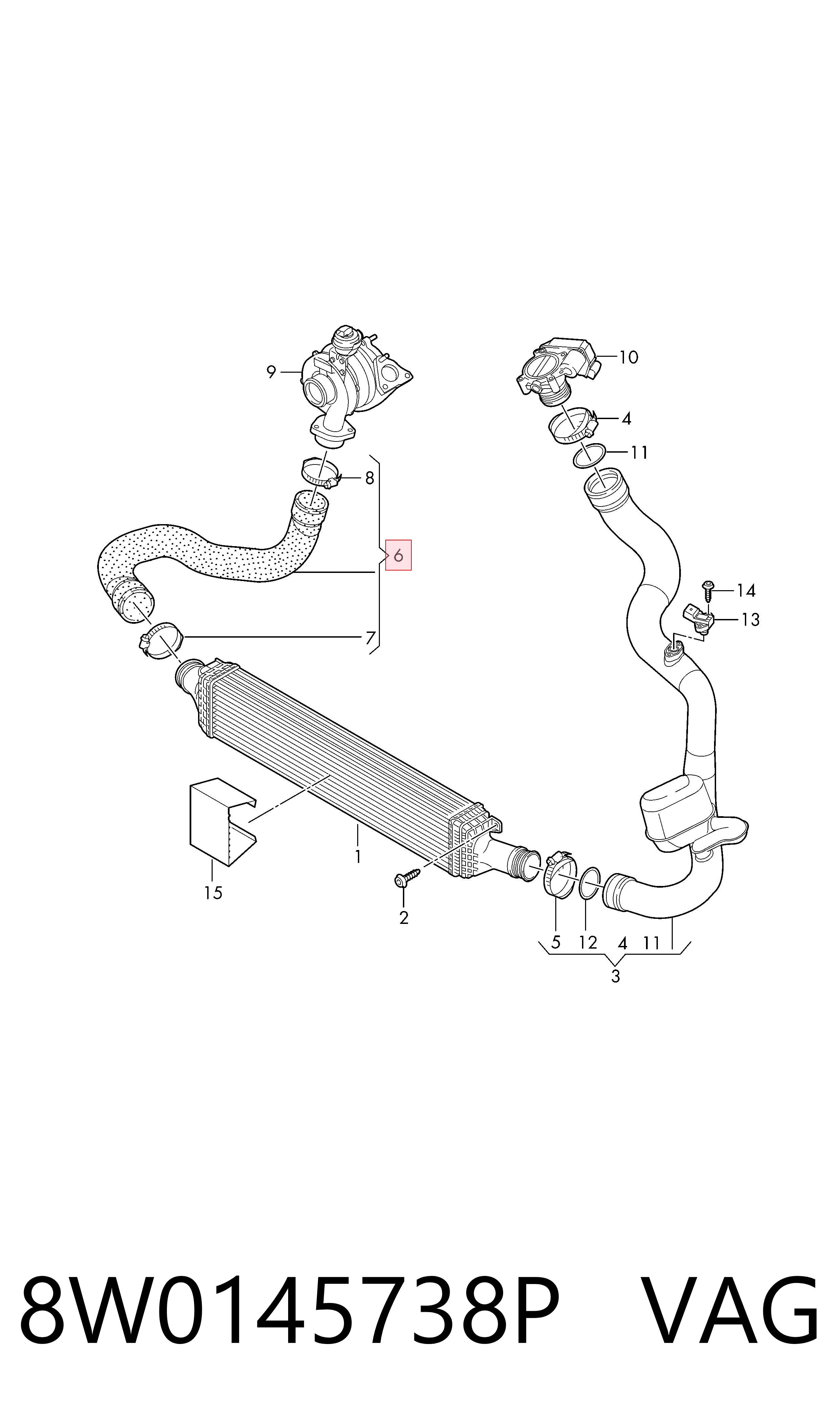 Manguera del intercooler VAG 8W0145738P precio, desde 113,26 EUR