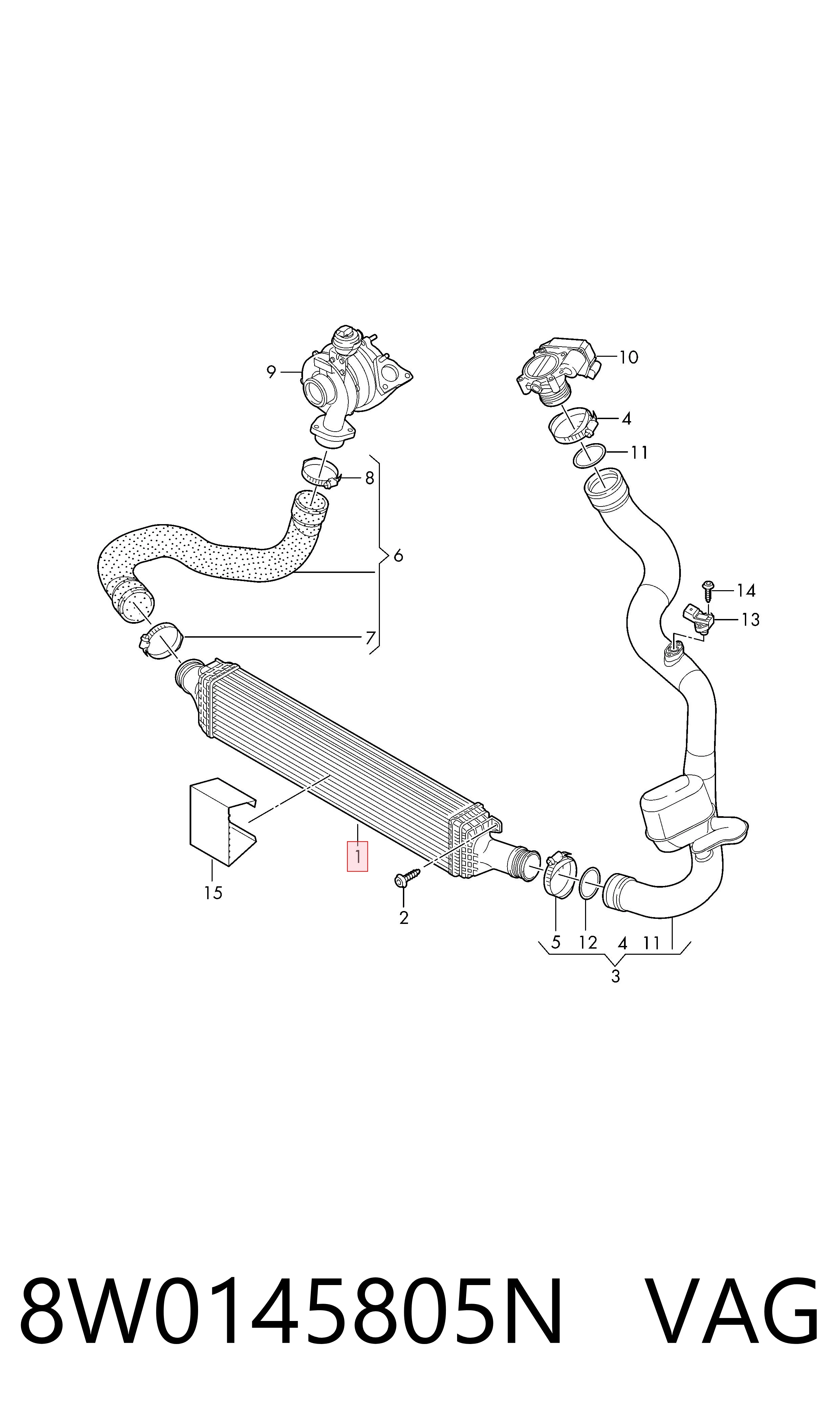 8W0145805N VAG Radiador de intercooler