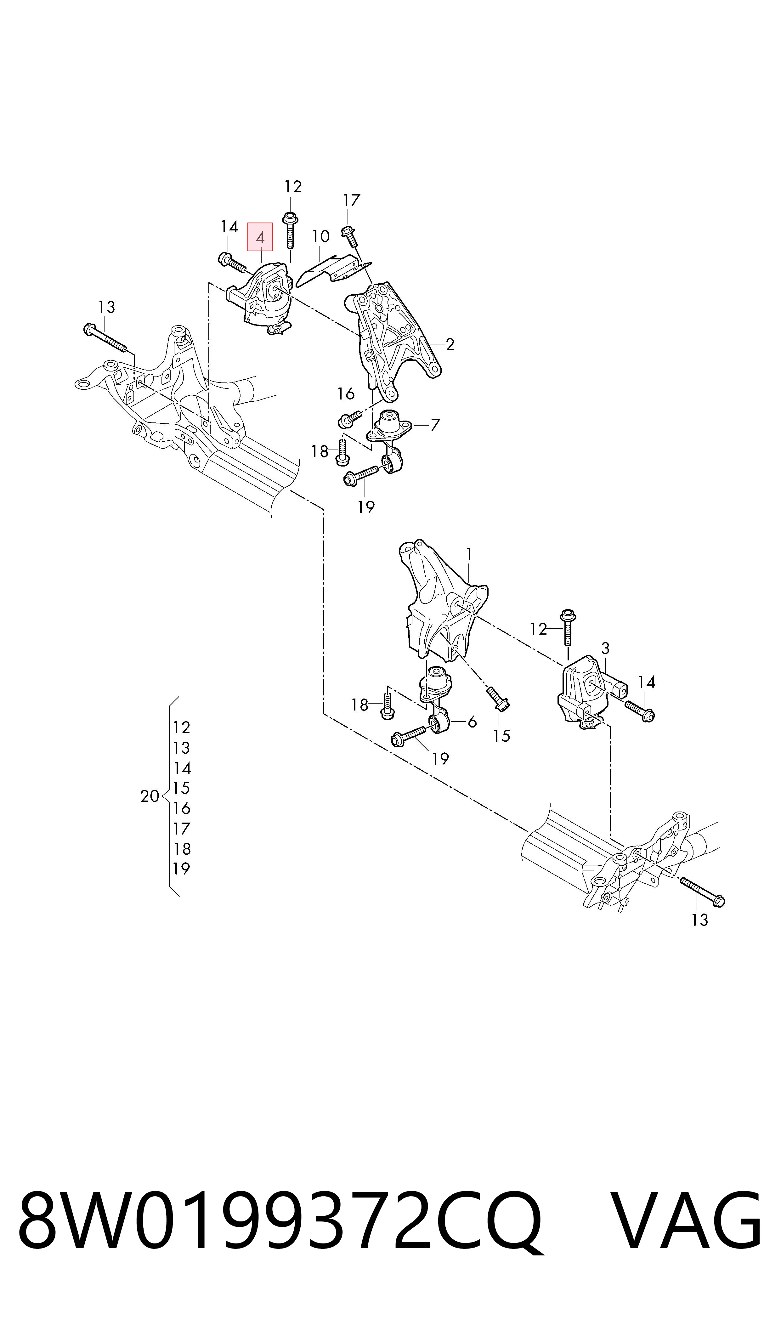 8W0199372CQ VAG Soporte de motor derecho