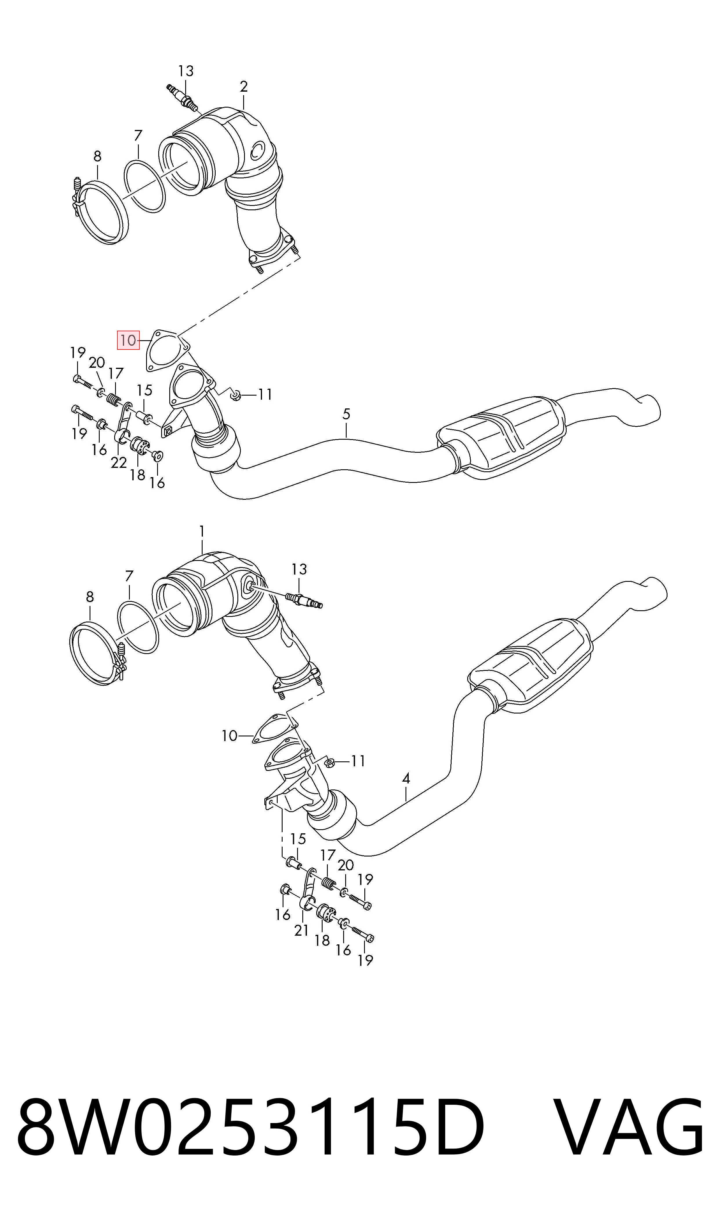 8W0253115D VAG Junta de sistema de escape