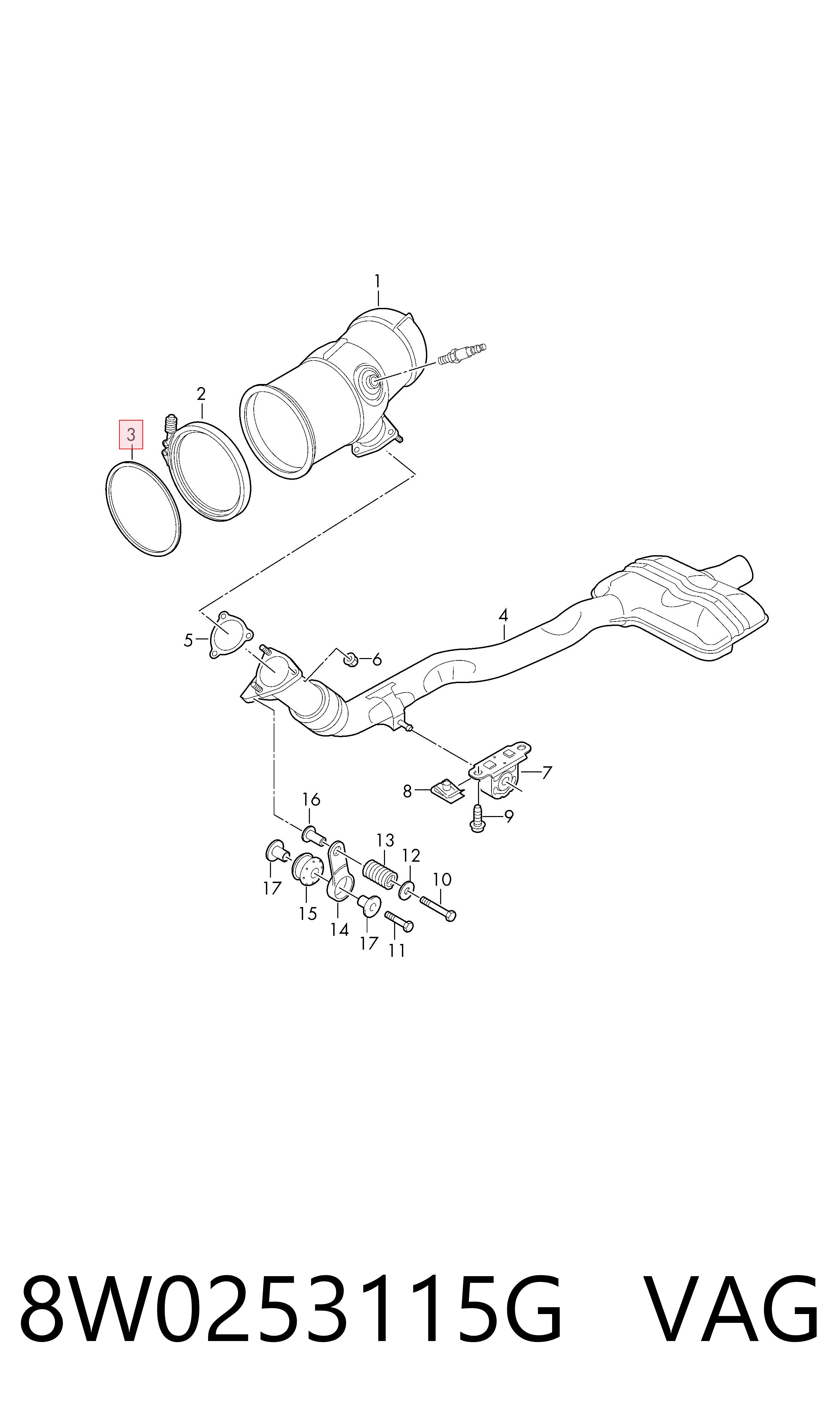 Comprar 8W0253115G VAG Junta del catalizador