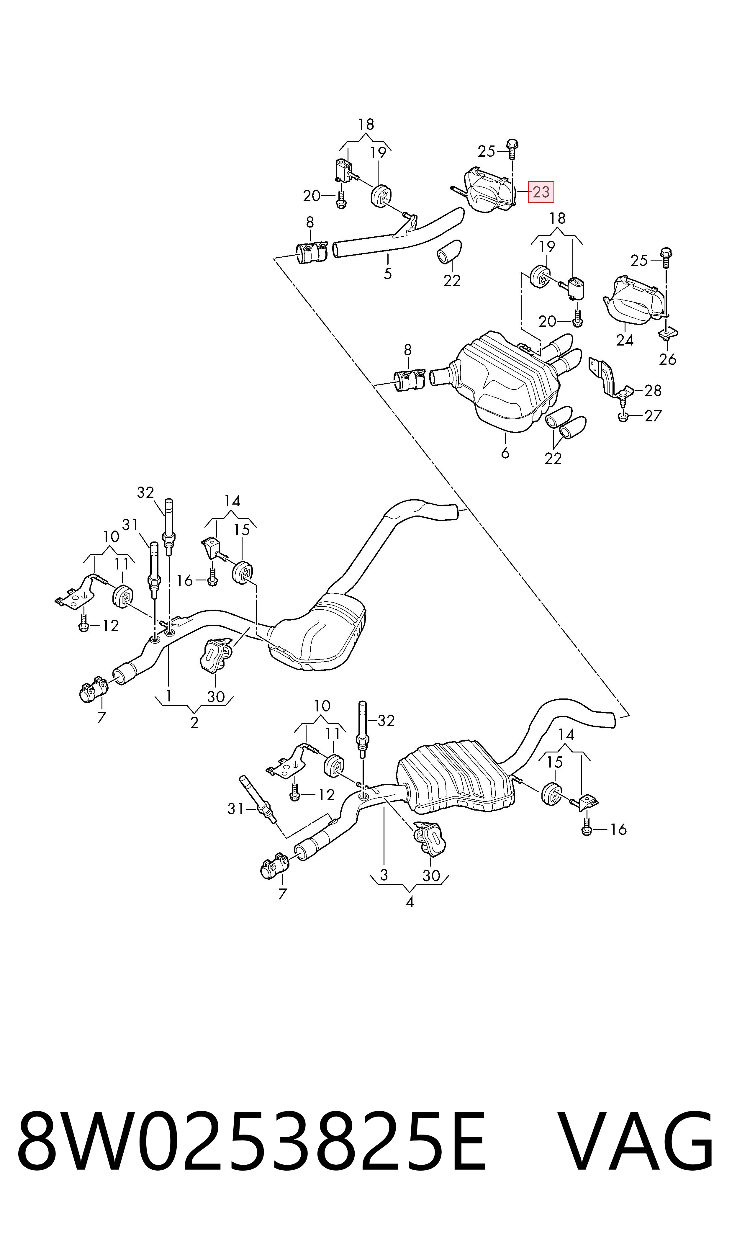 8W0253825E VAG Cola de escape