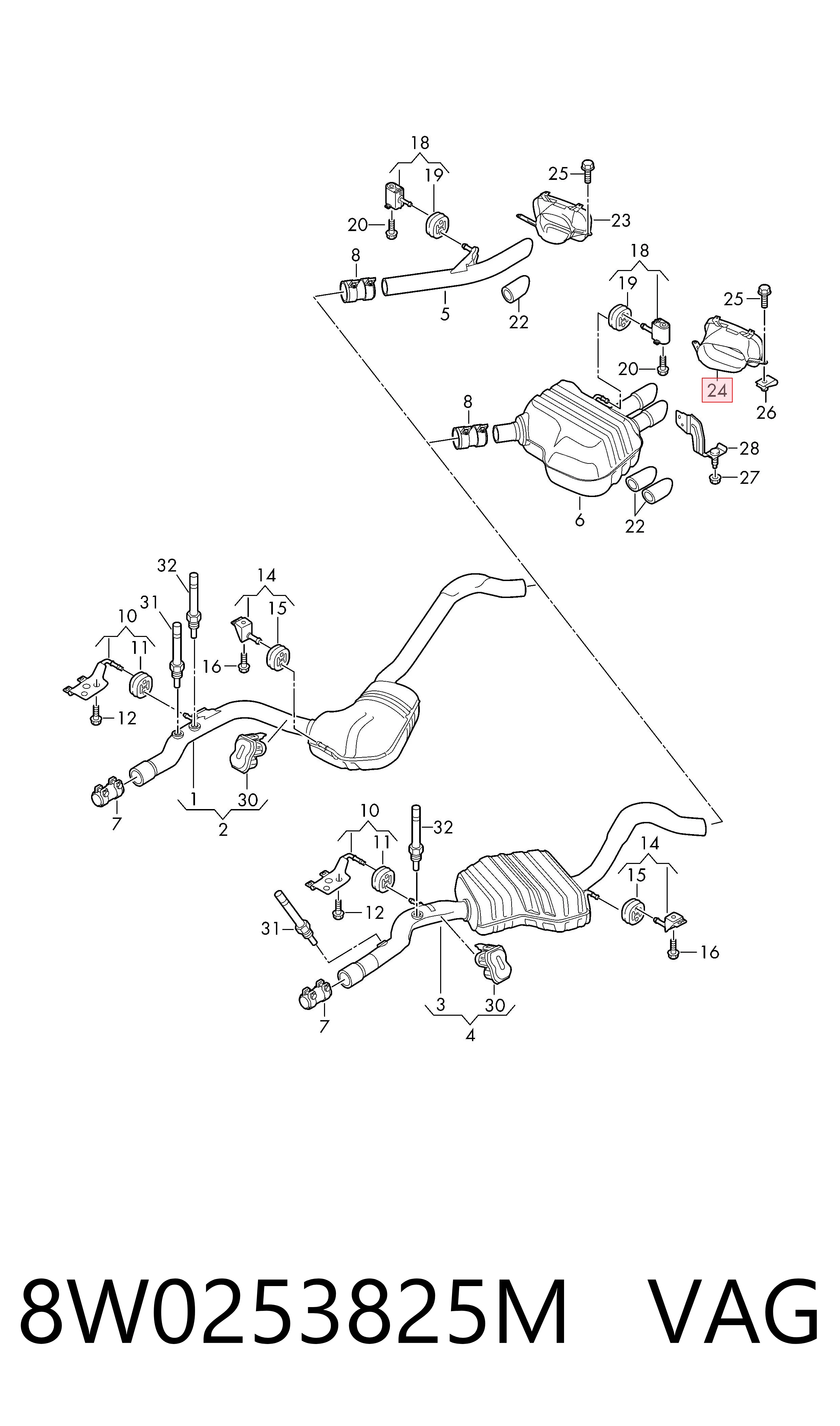 8W0253825M VAG Cola de escape