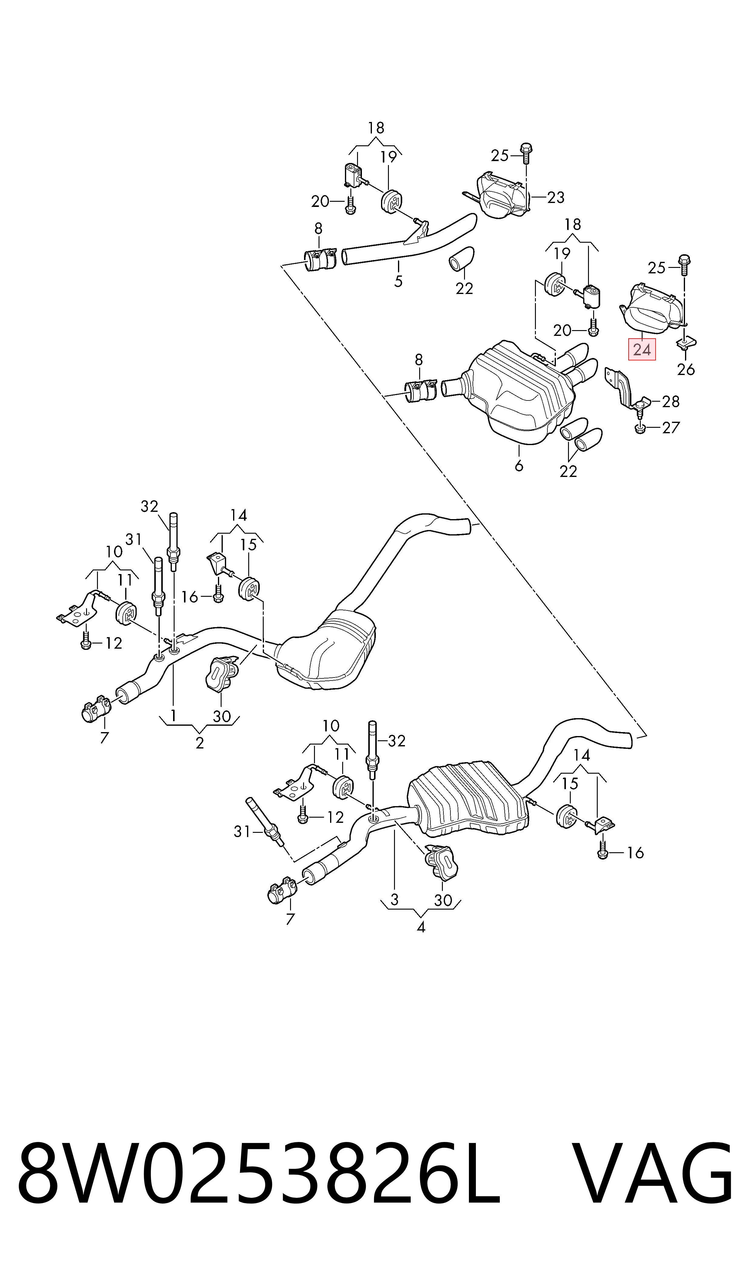 8W0253826L VAG Cola de escape