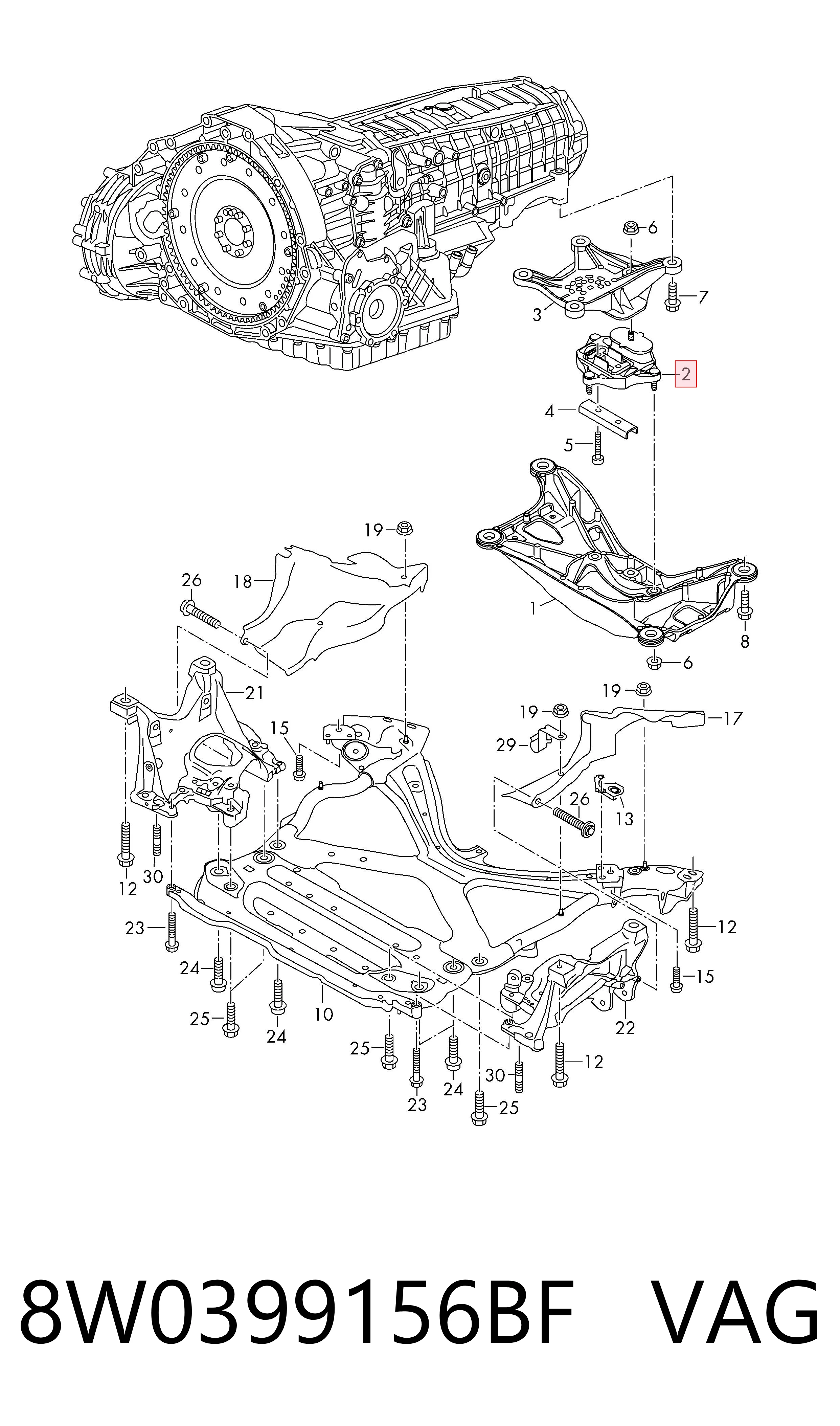  Taco de caja de cambios Audi Q5 