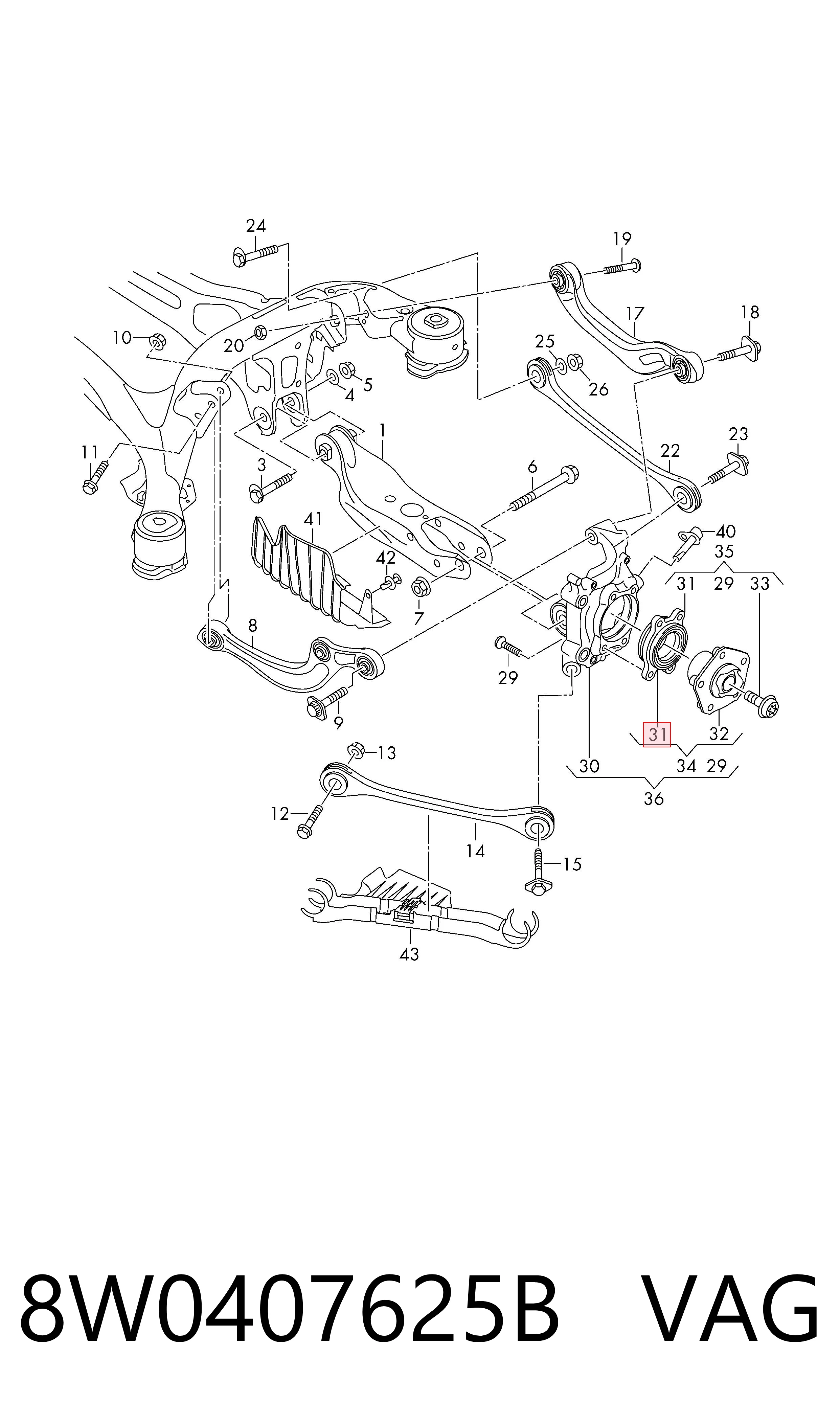 8W0407625B VAG Buje de rueda trasero