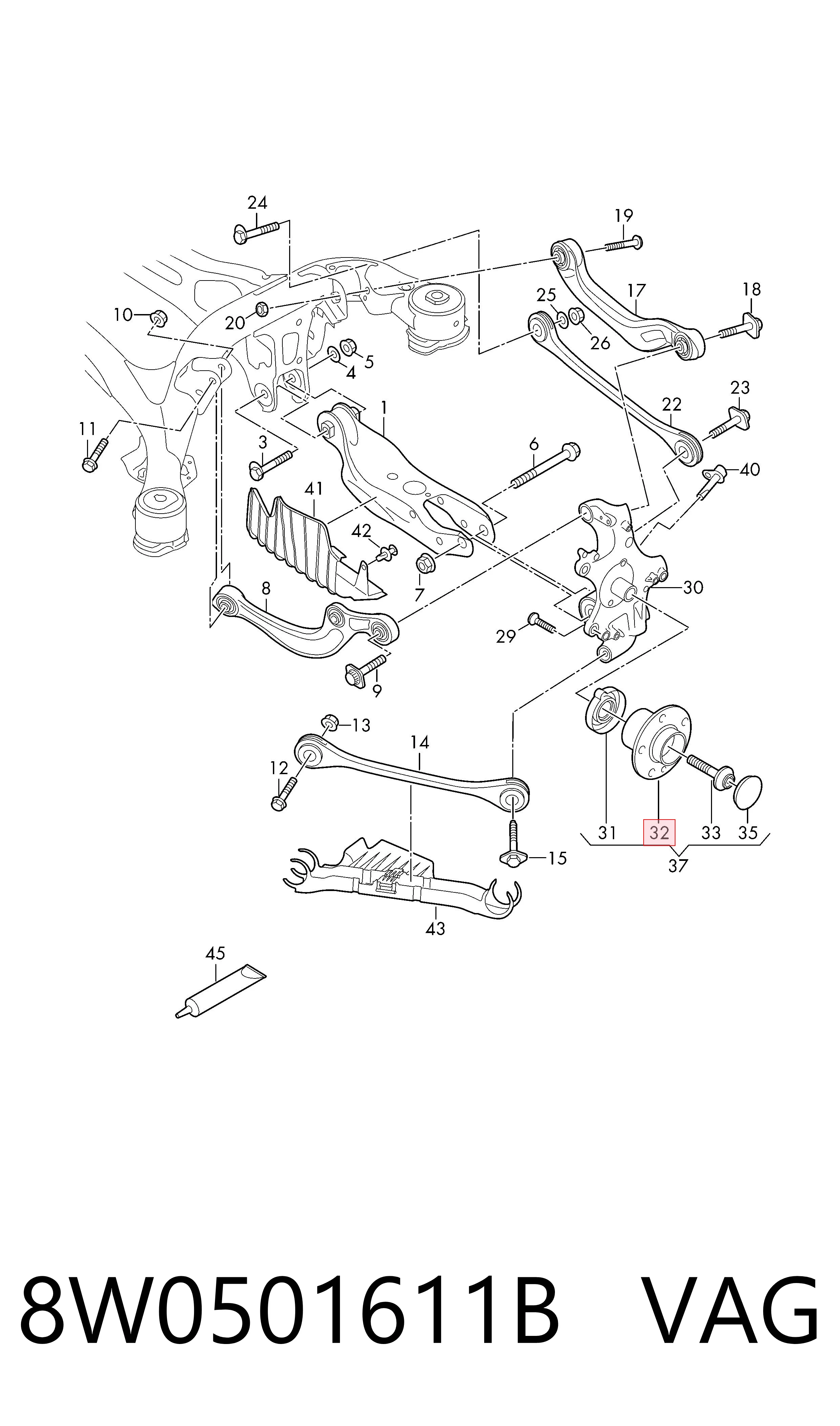 8W0501611B VAG Buje de rueda trasero