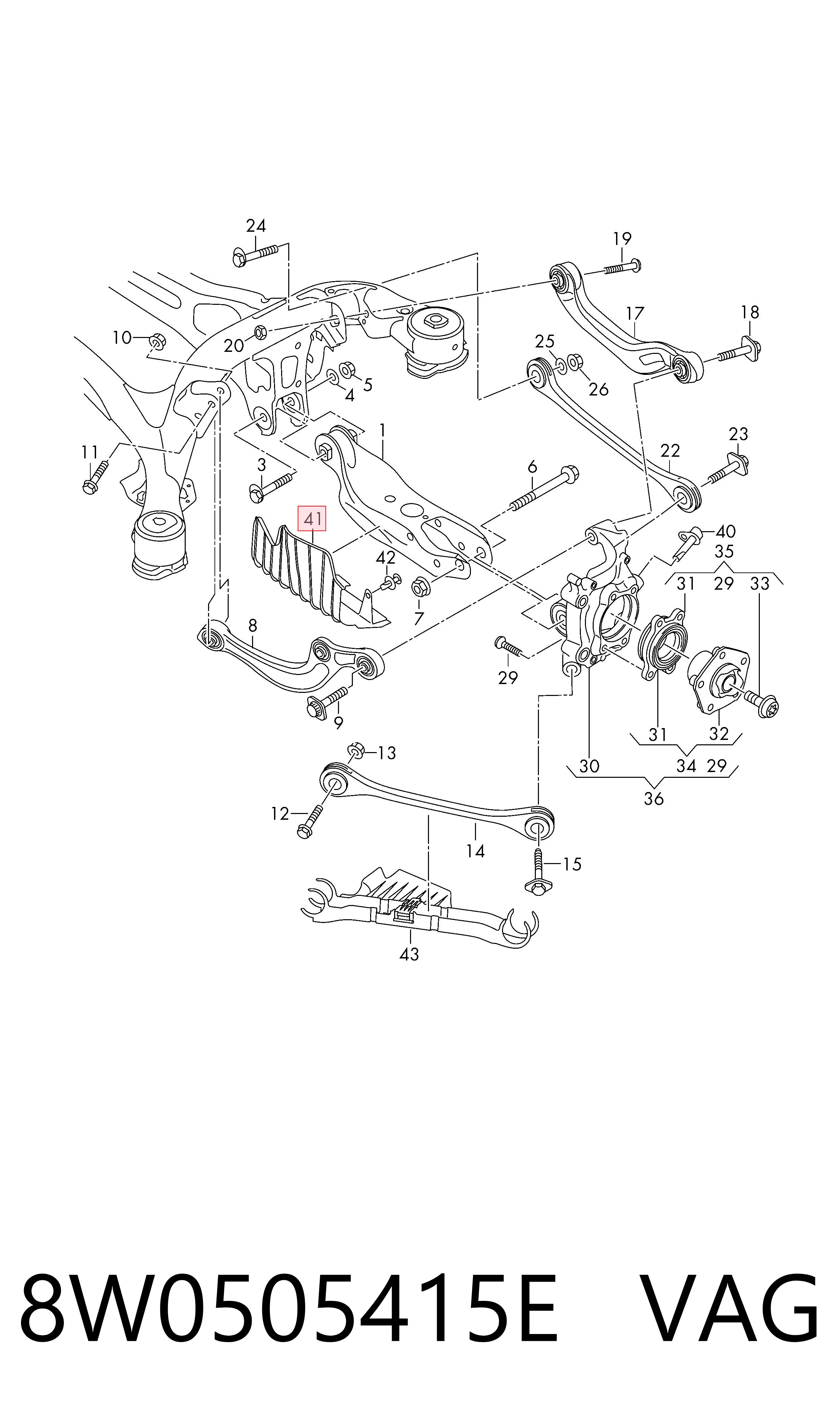 8W0505415E VAG Protección inferior trasera del brazo de suspensión