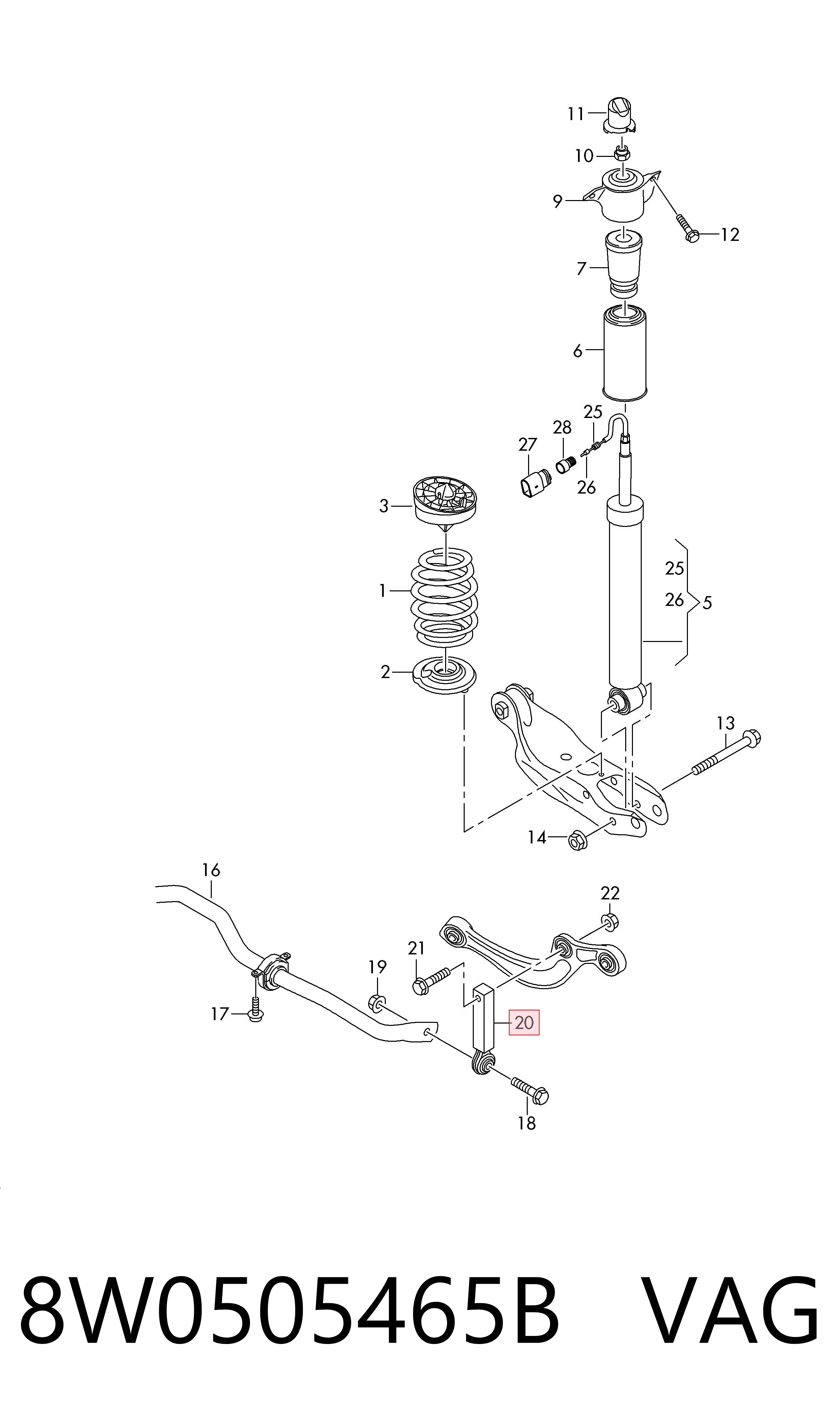 8W0505465B VAG Silentblock de la barra estabilizadora