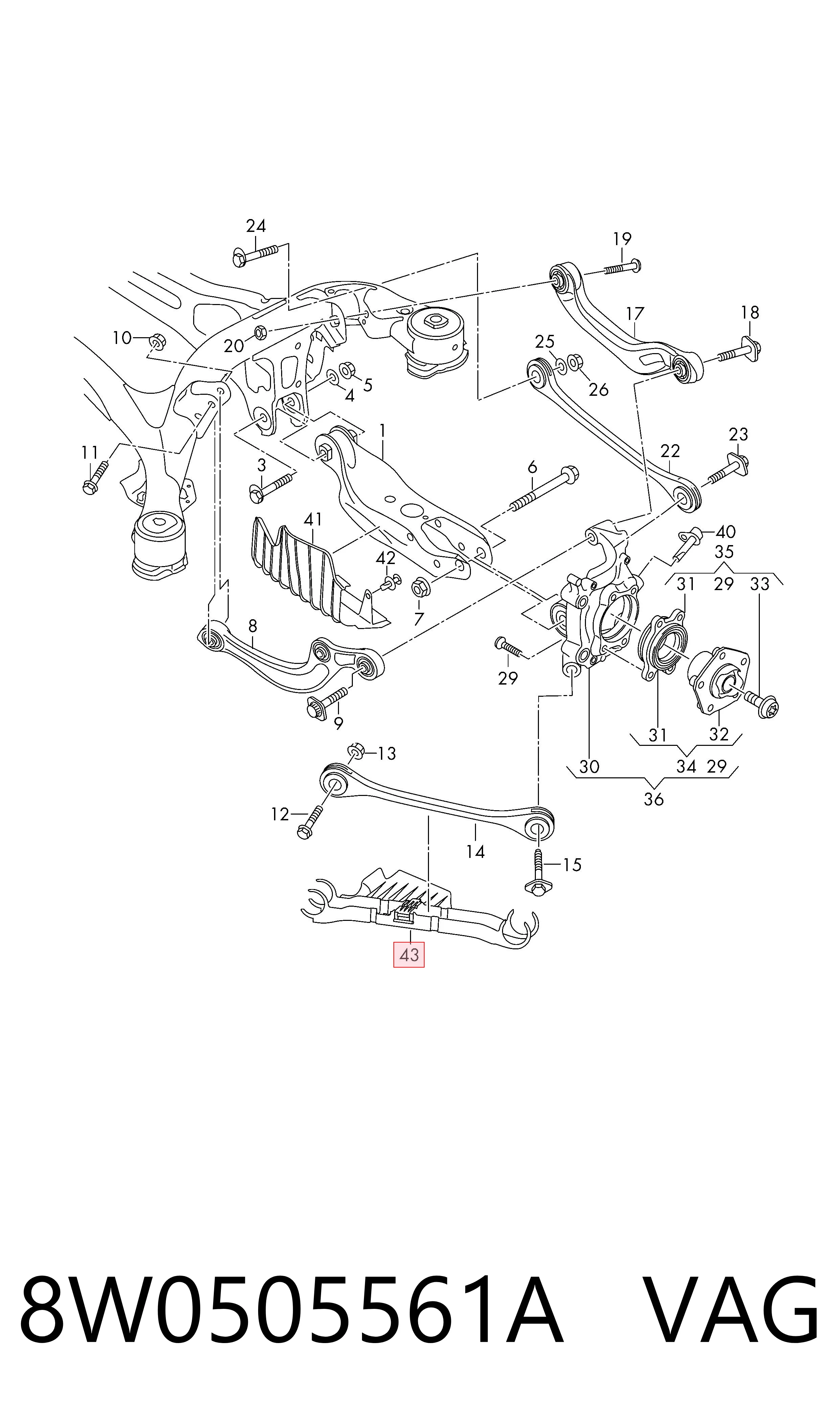 8W0505561A VAG Protección inferior trasera del brazo de suspensión