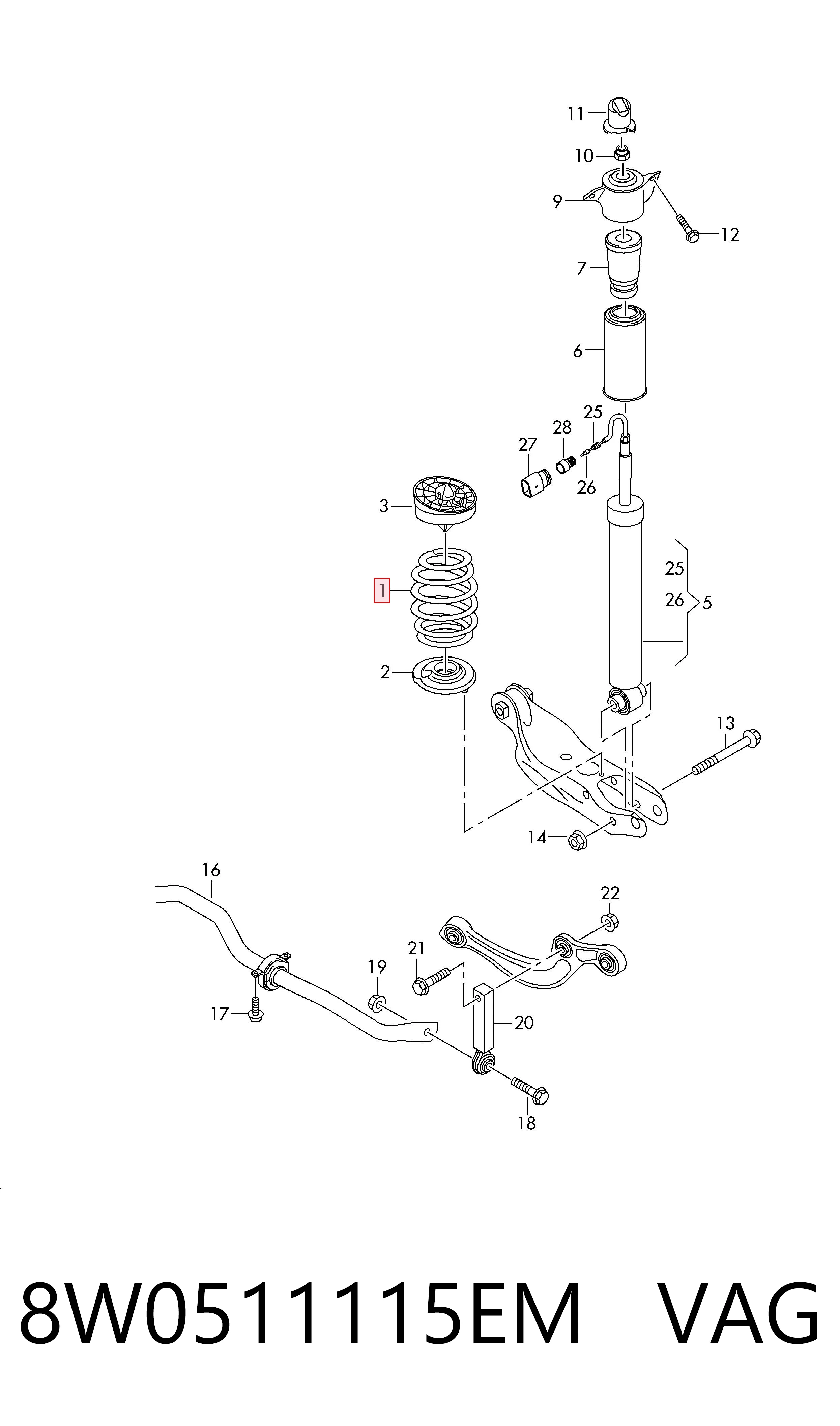Muelle para Audi A4 8W5, 8WD