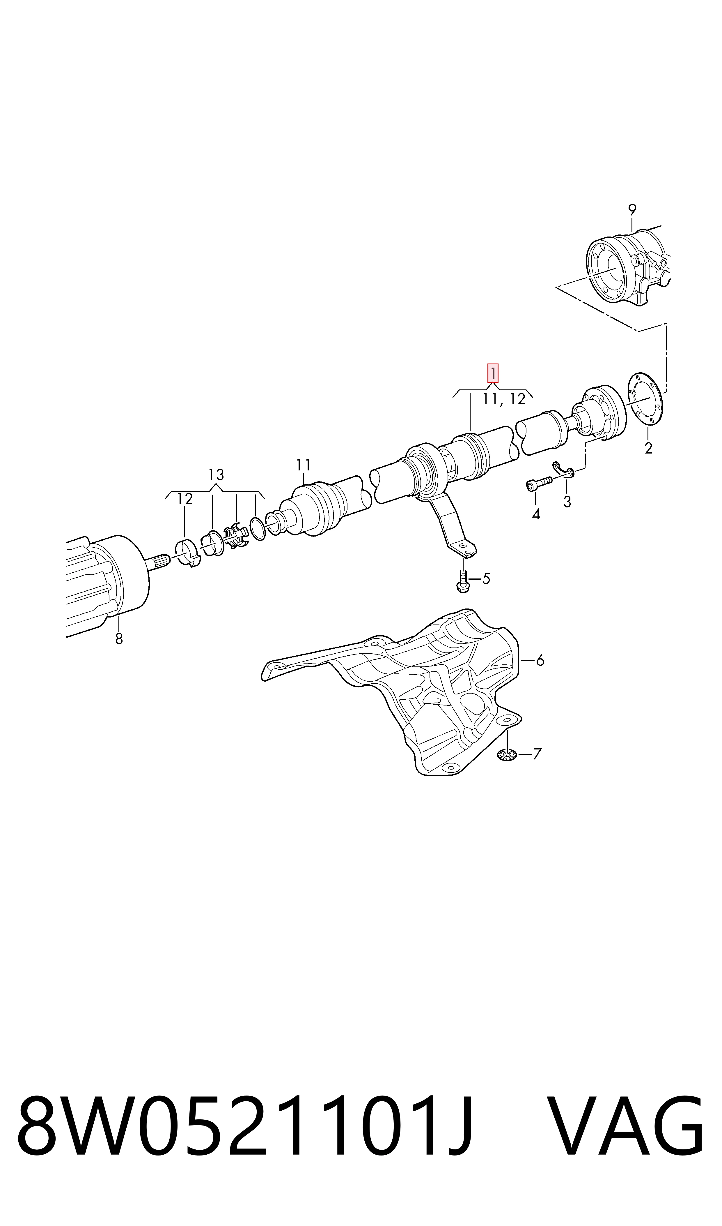 Árbol de transmisión VAG 8W0521101J precio, desde 366,40 EUR
