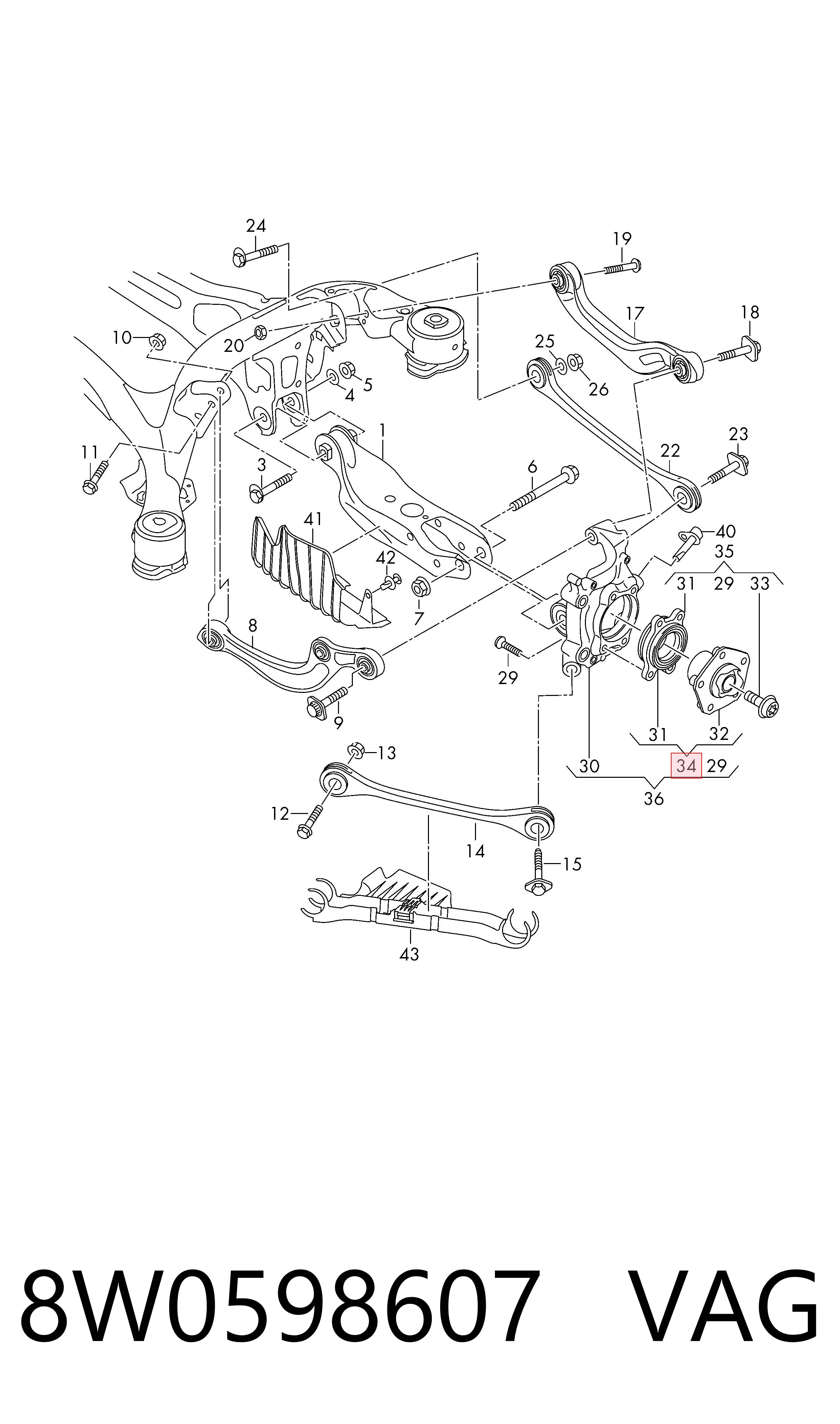 8W0598607 VAG Buje de rueda trasero
