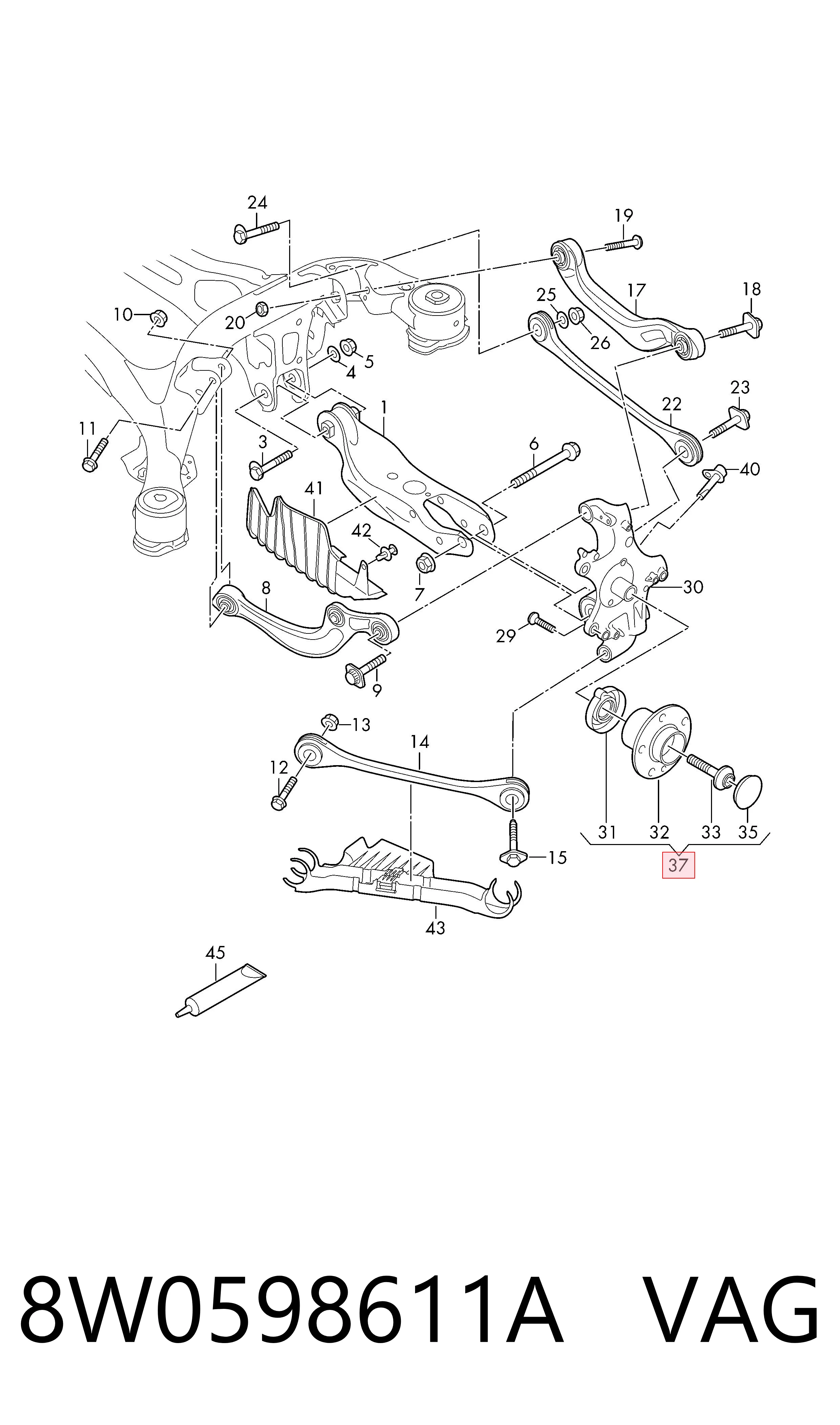 Buje de rueda trasero Audi A4  (2007-2015)