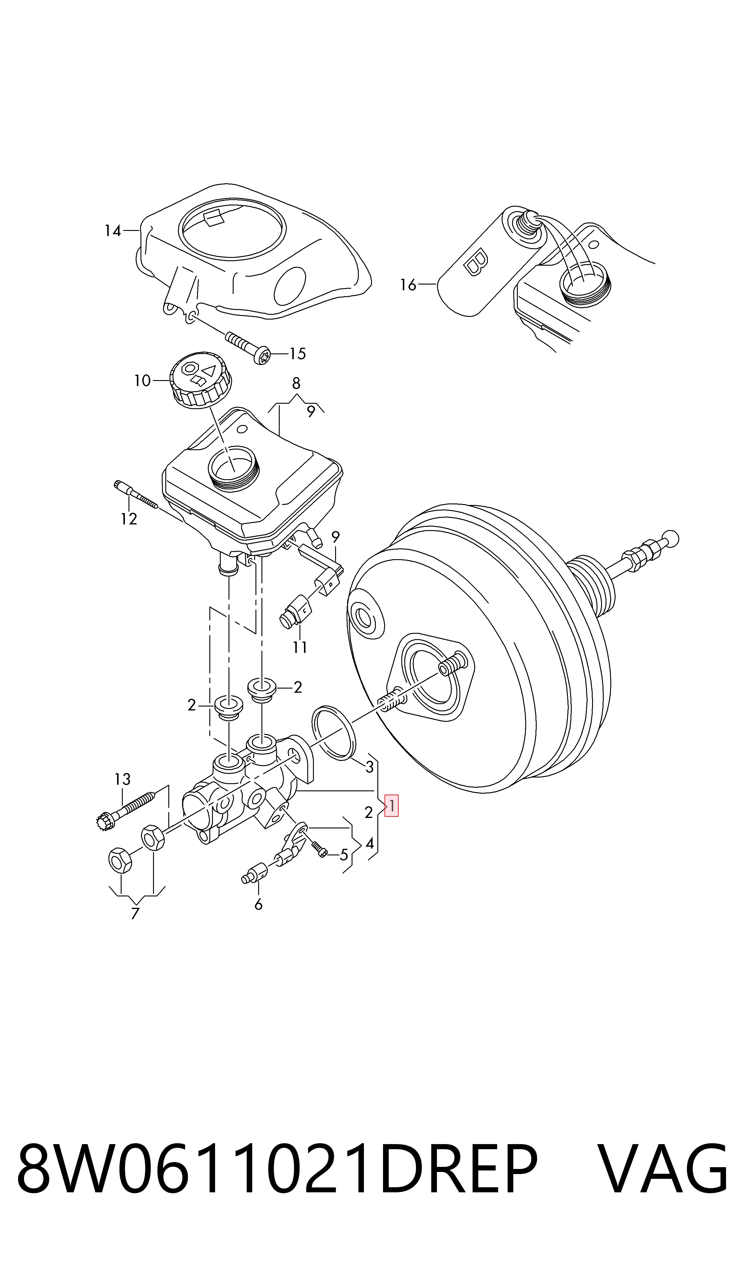 Cilindro principal de frenos para Audi A4 B9 8W2, 8WC