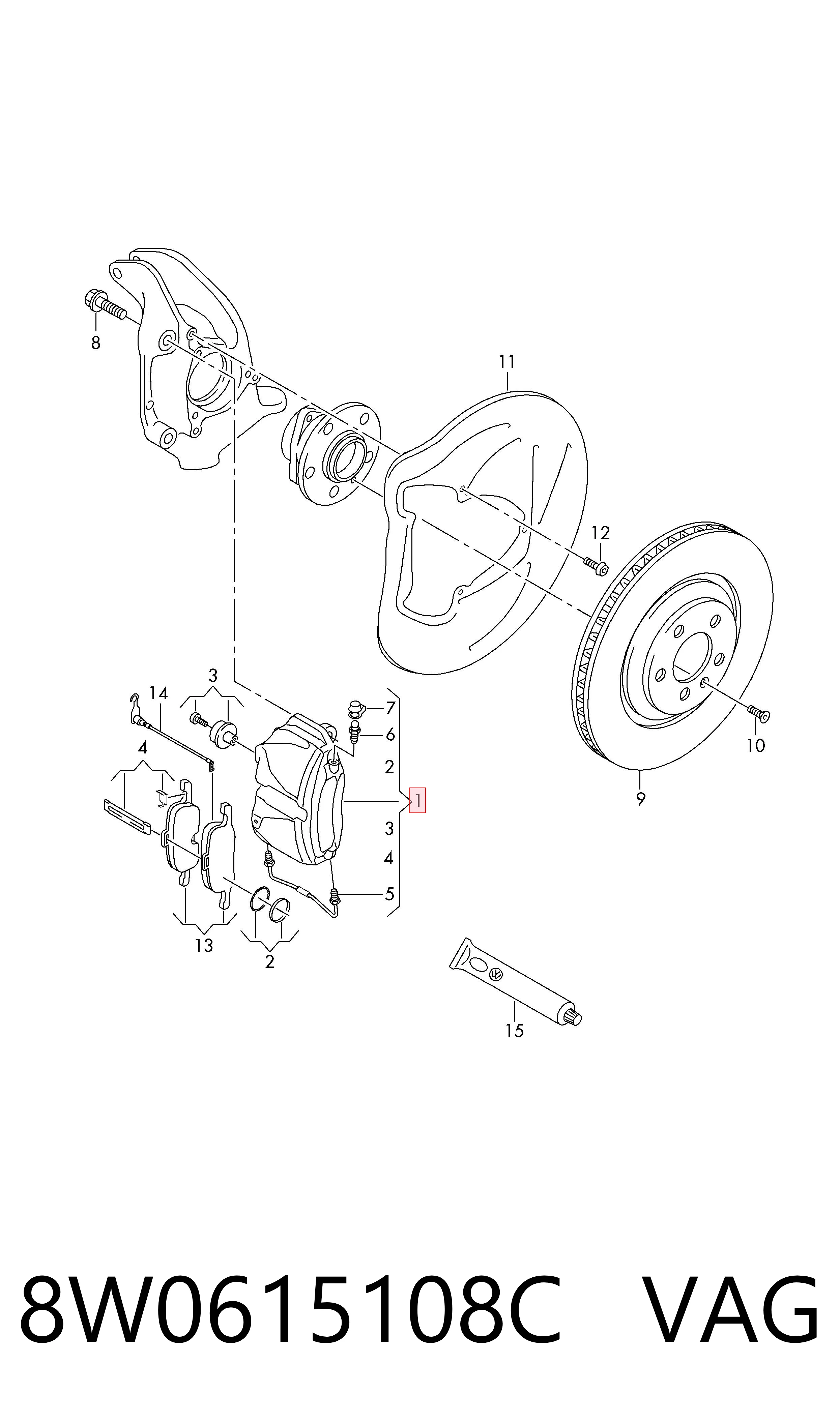 8W0615108C VAG Pinza de freno delantera derecha