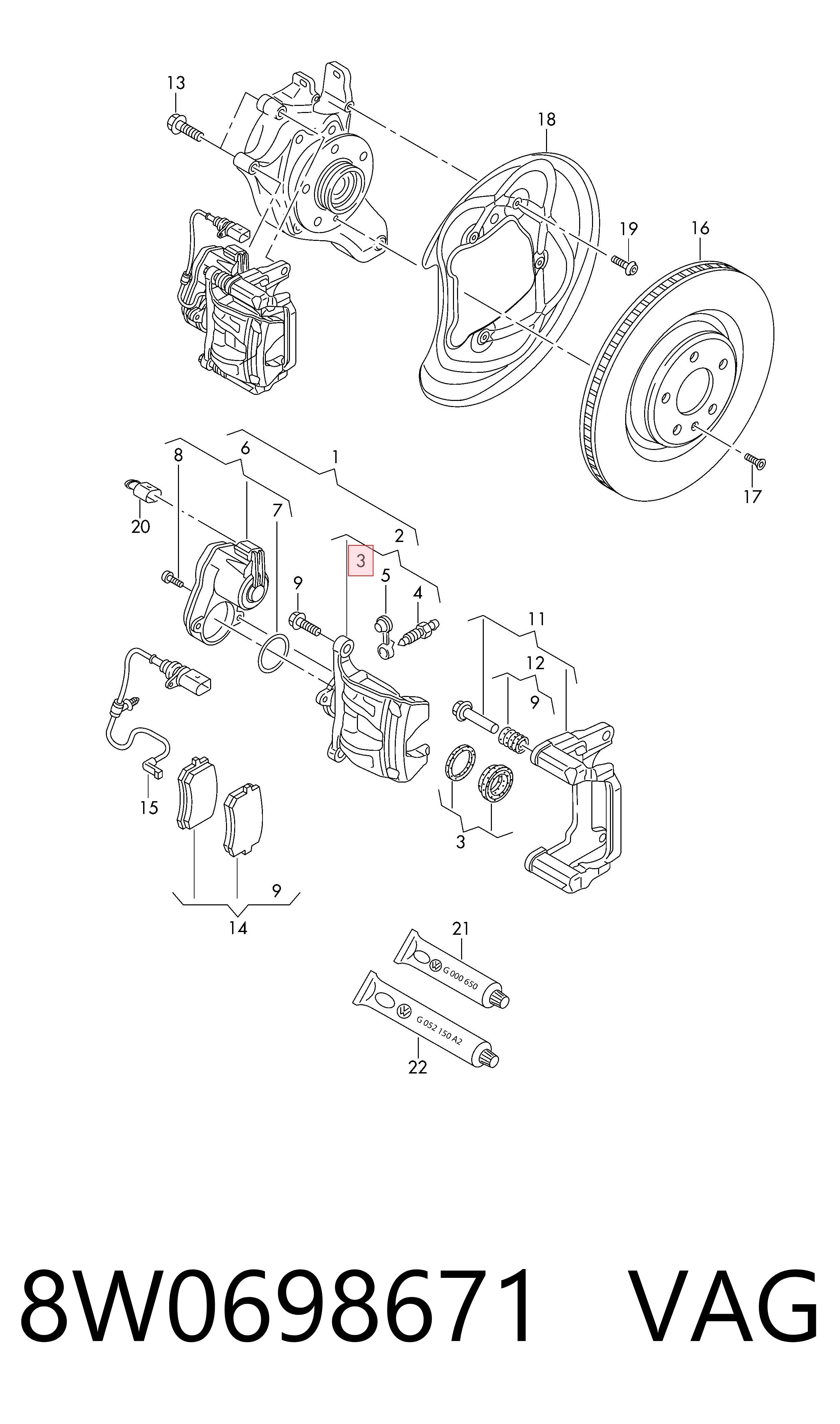 Kit de reparación de pinzas trasero Audi A5 Sportback