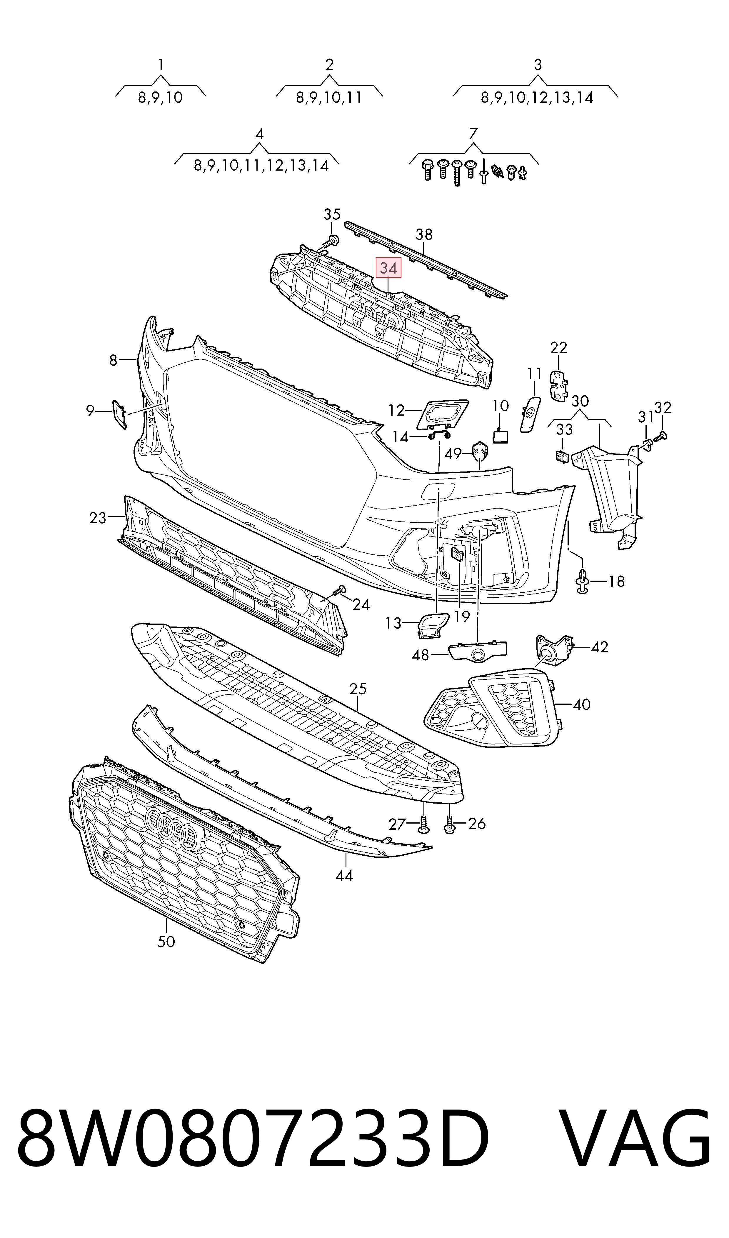 8W0807233D VAG Protector paragolpes