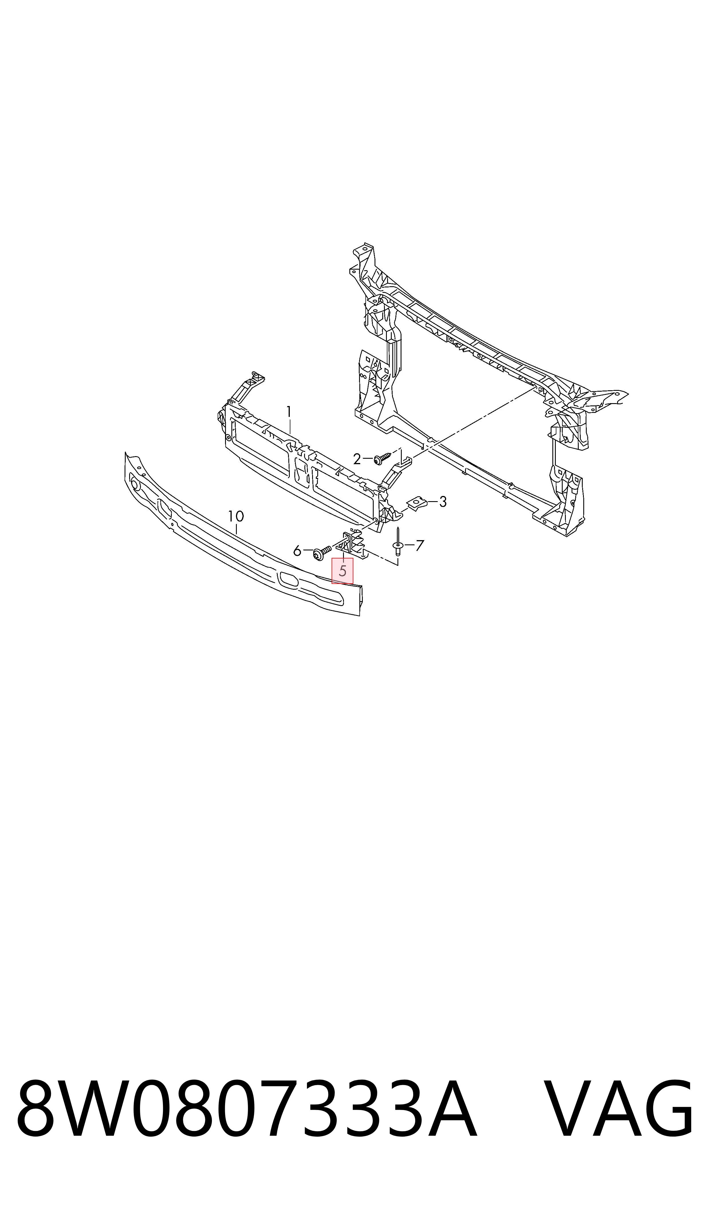 8W0807333A VAG Soporte de parrilla del radiador