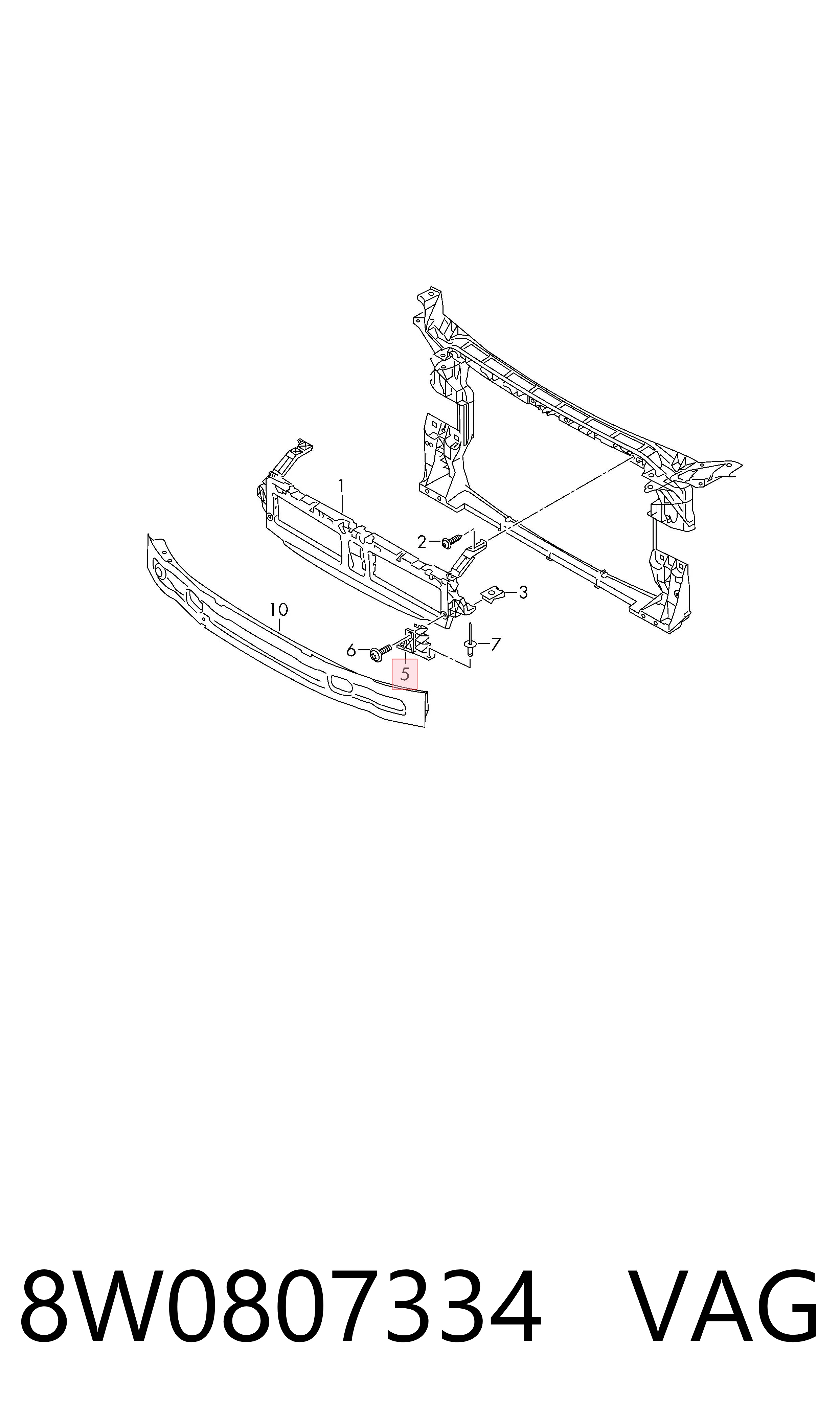 Guía del parachoques delantero 8W0807334 VAG