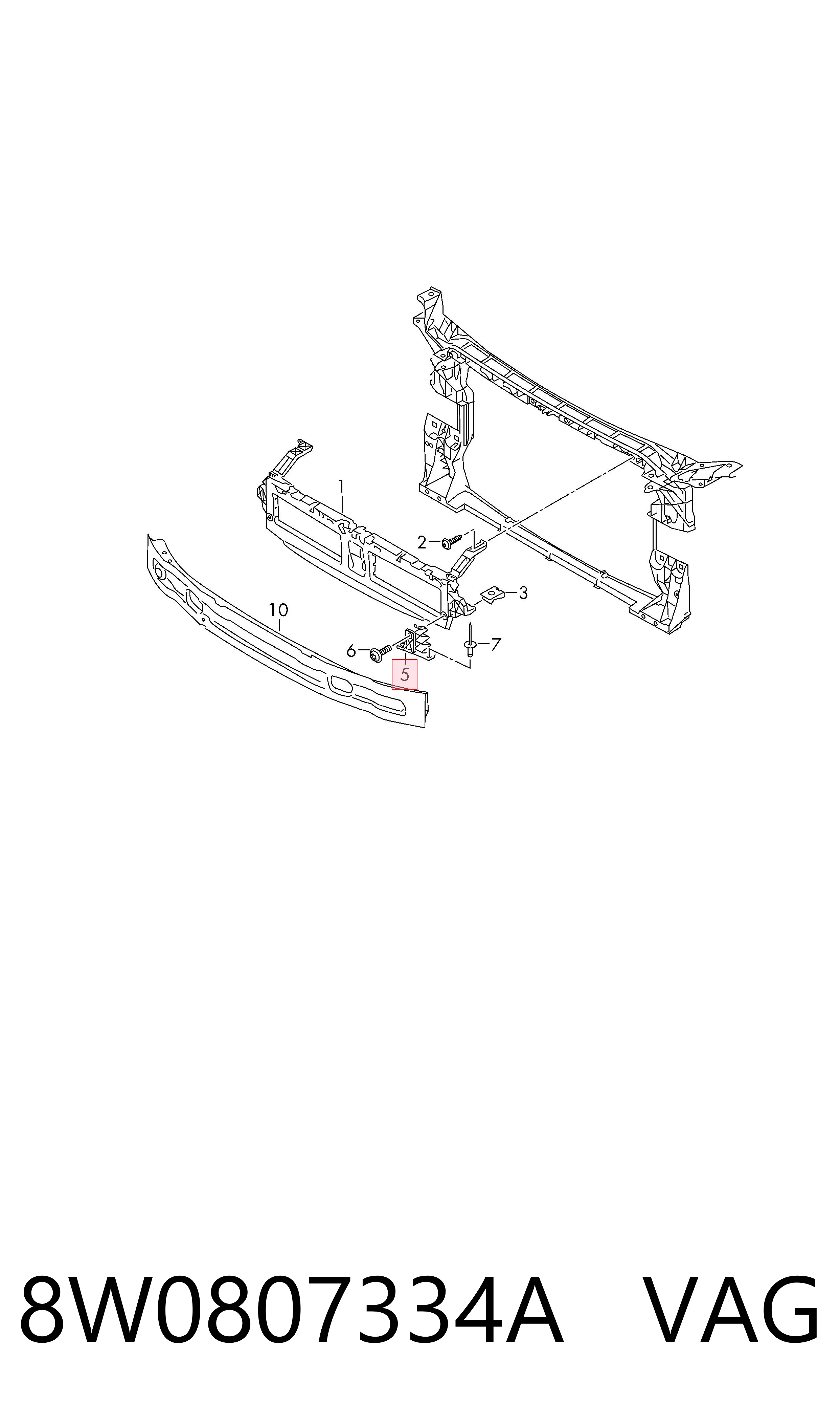 8W0807334A VAG Soporte de parrilla del radiador