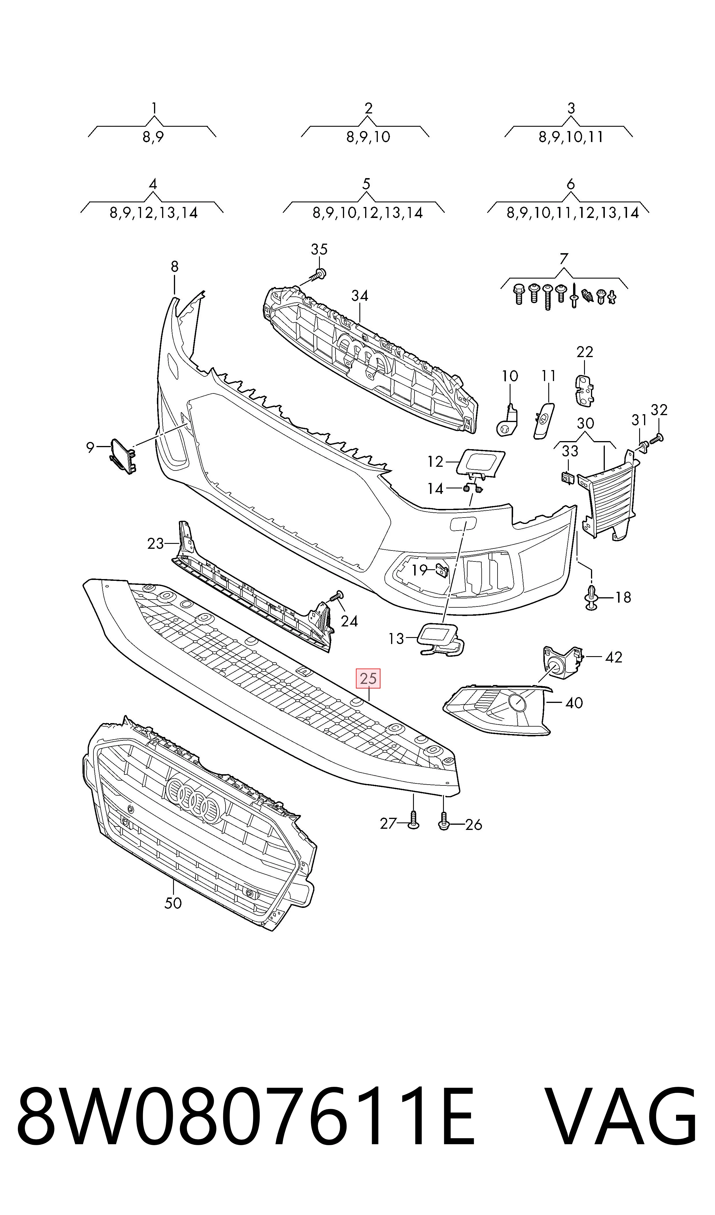 8W0807611E VAG Protector paragolpes