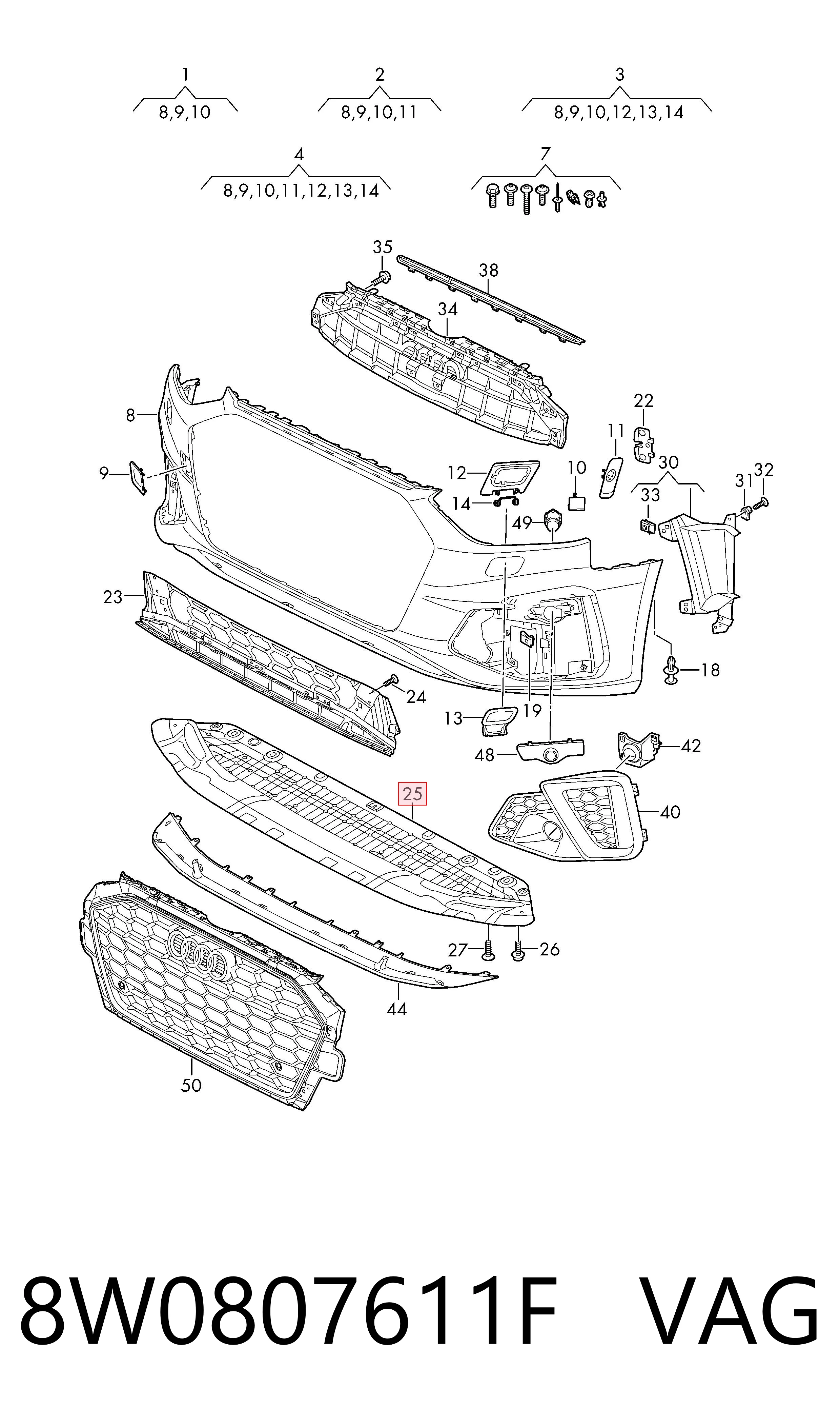 8W0807611F VAG Protector paragolpes