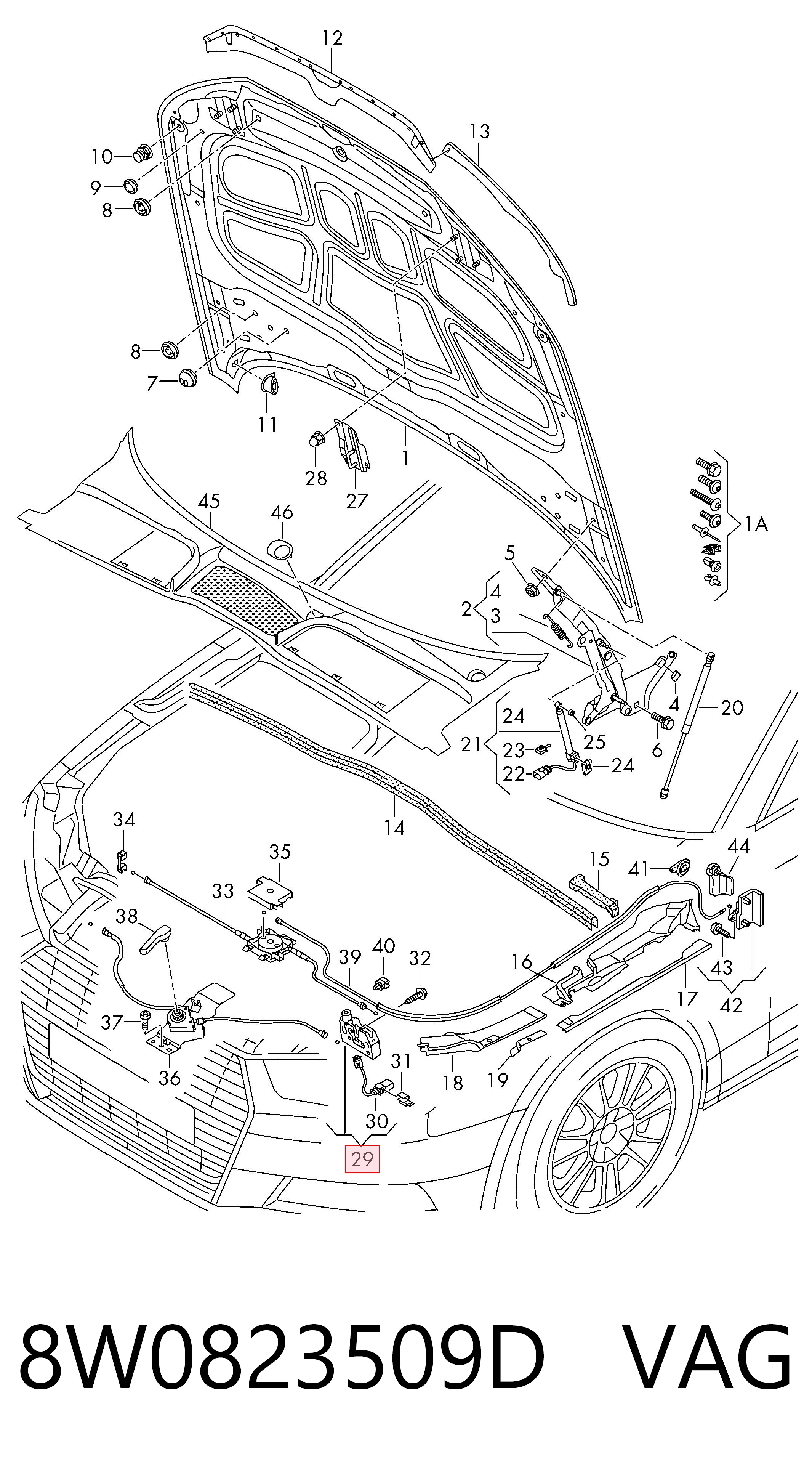 8W0823509D VAG Cerradura de Capot