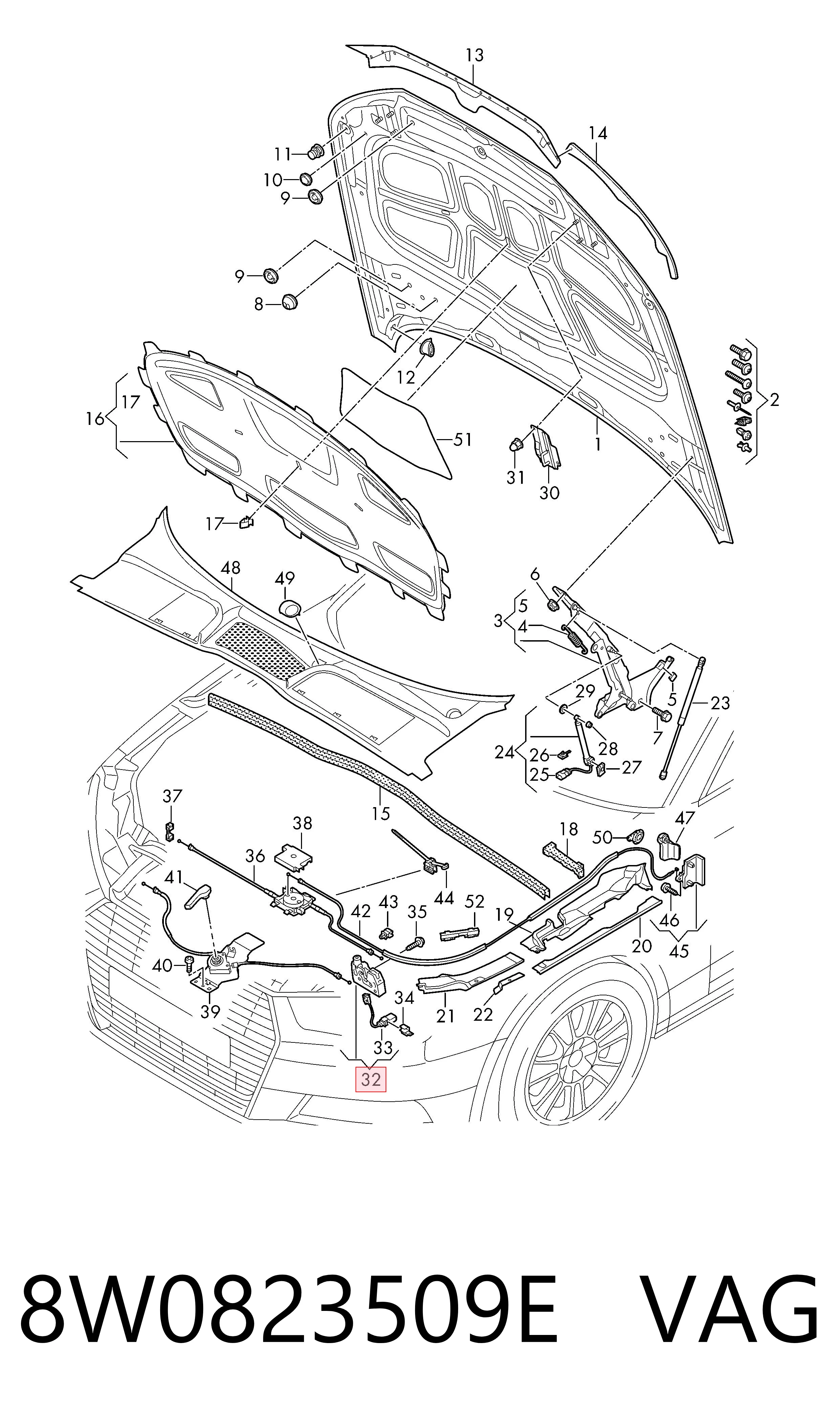 8W0823509E VAG Cerradura de Capot