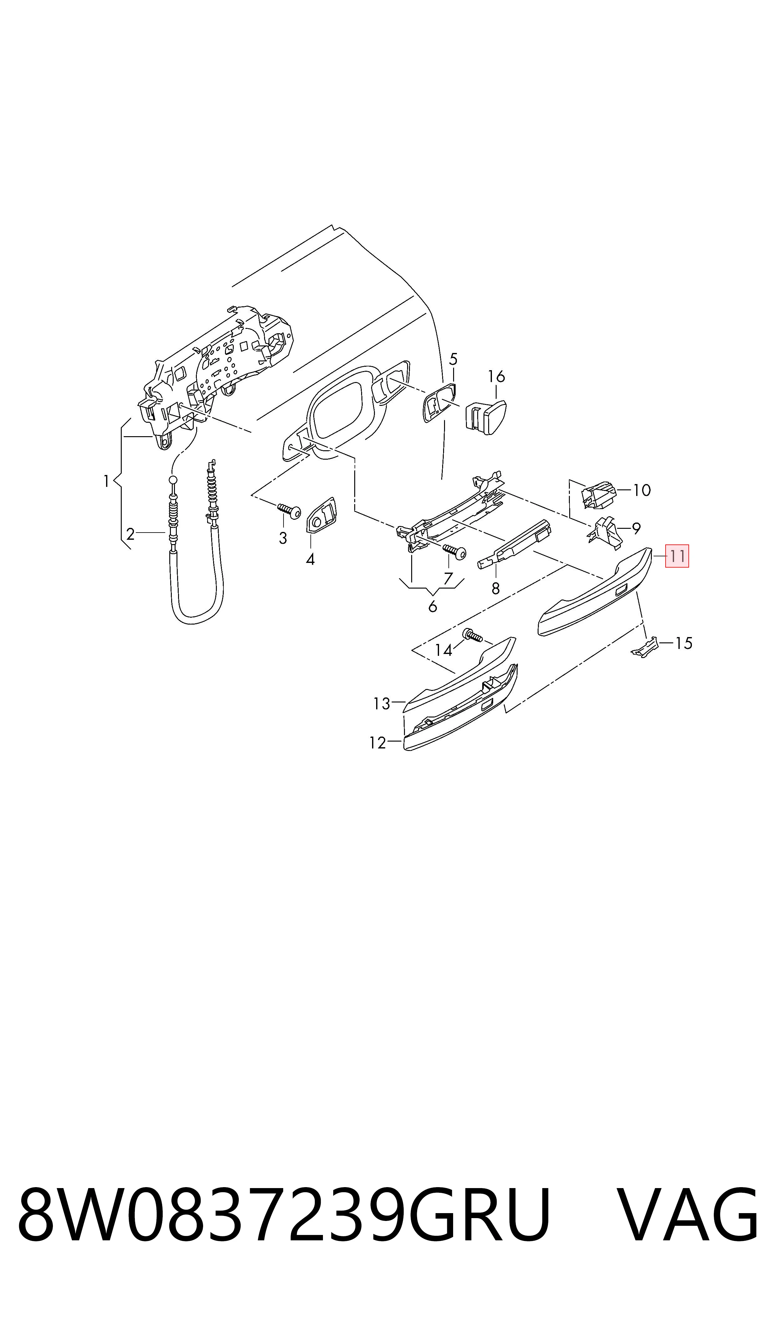 Embellecedor de la manija de puerta 8W0837239GRU VAG