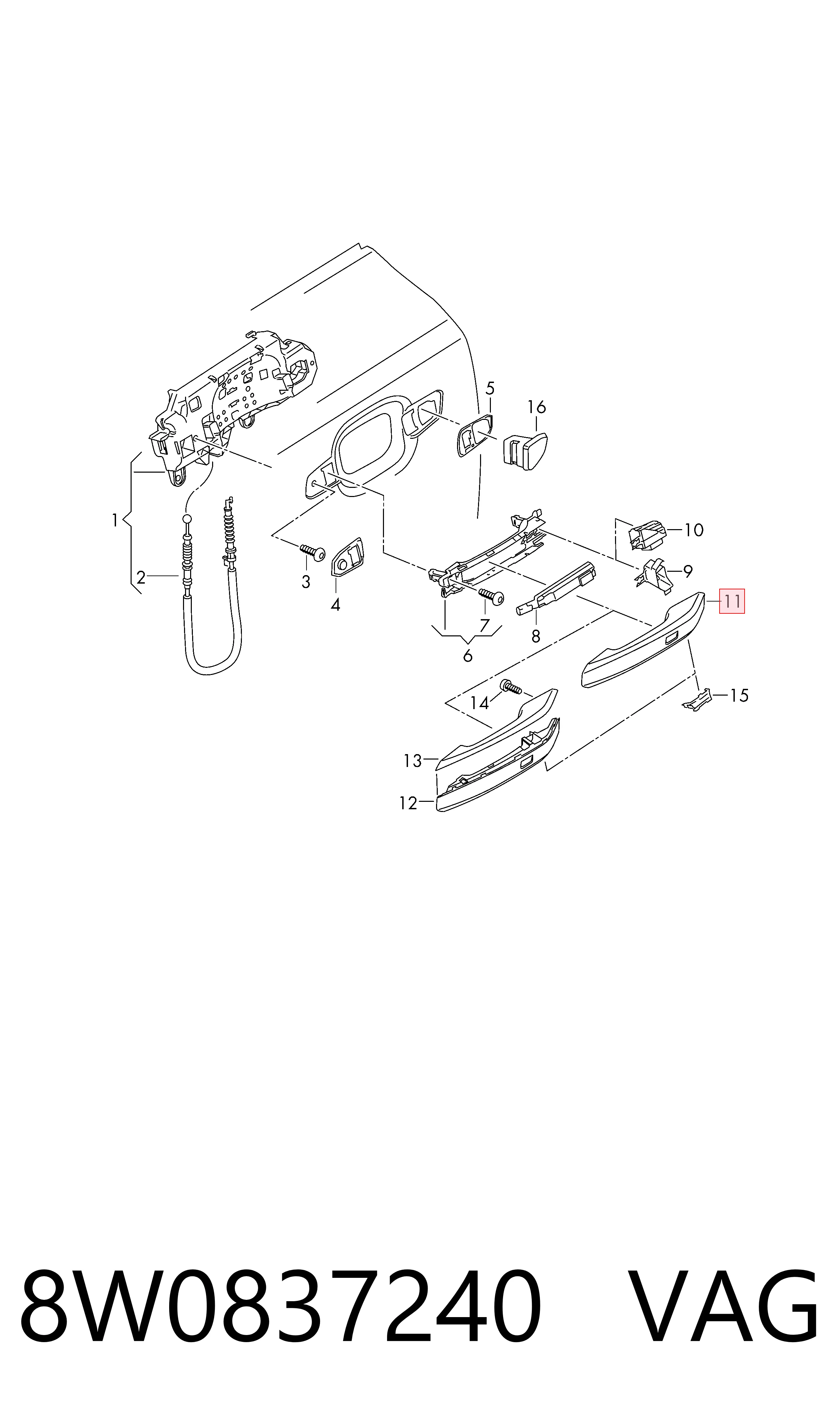 8W0837240 VAG Embellecedor de la manija de puerta