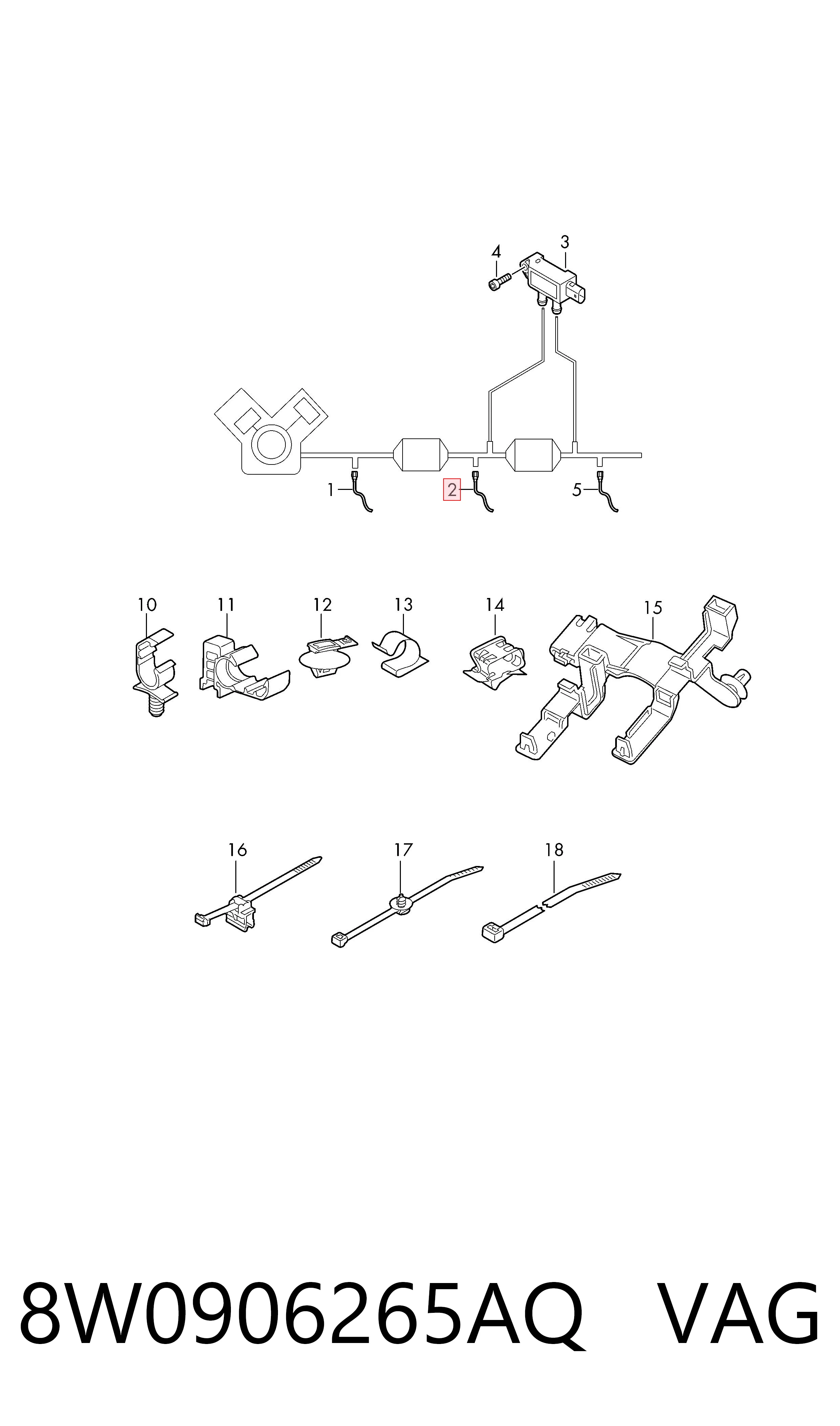 8W0906265AQ VAG Sonda lambda de oxígeno posterior al catalizador