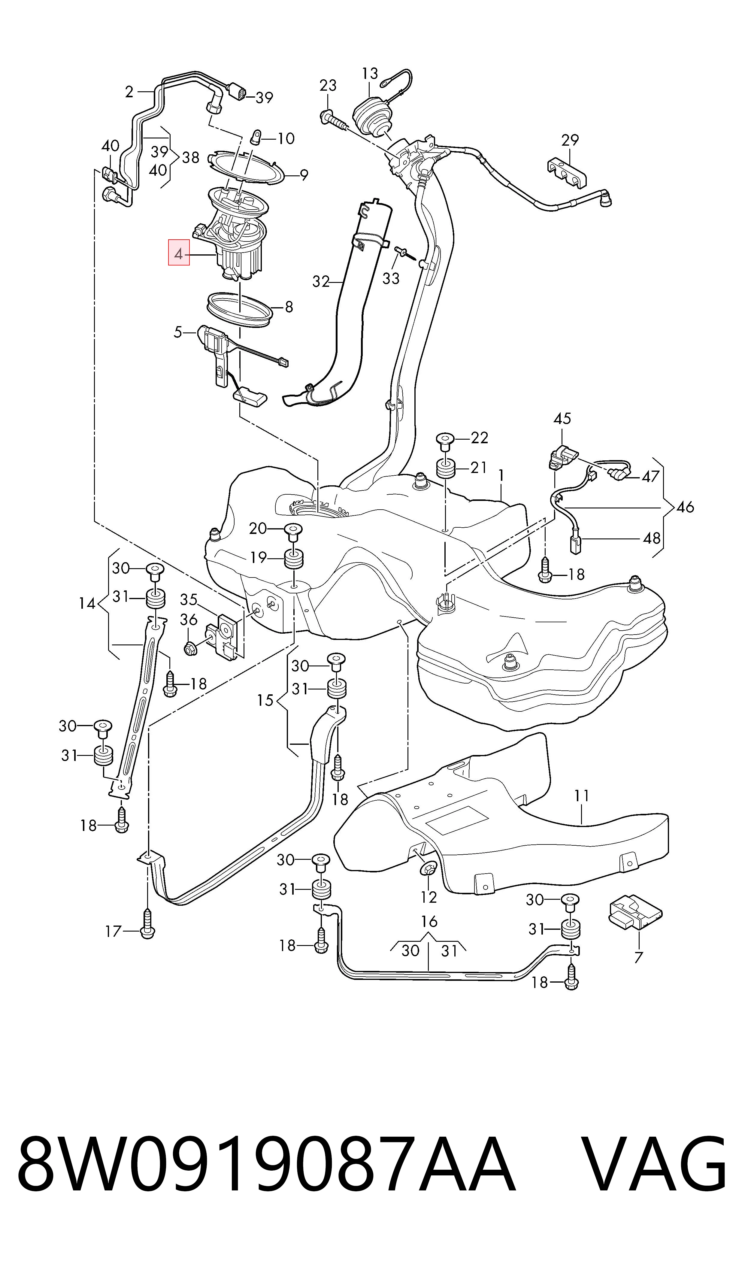 8W0919087AA VAG Módulo de alimentación de combustible