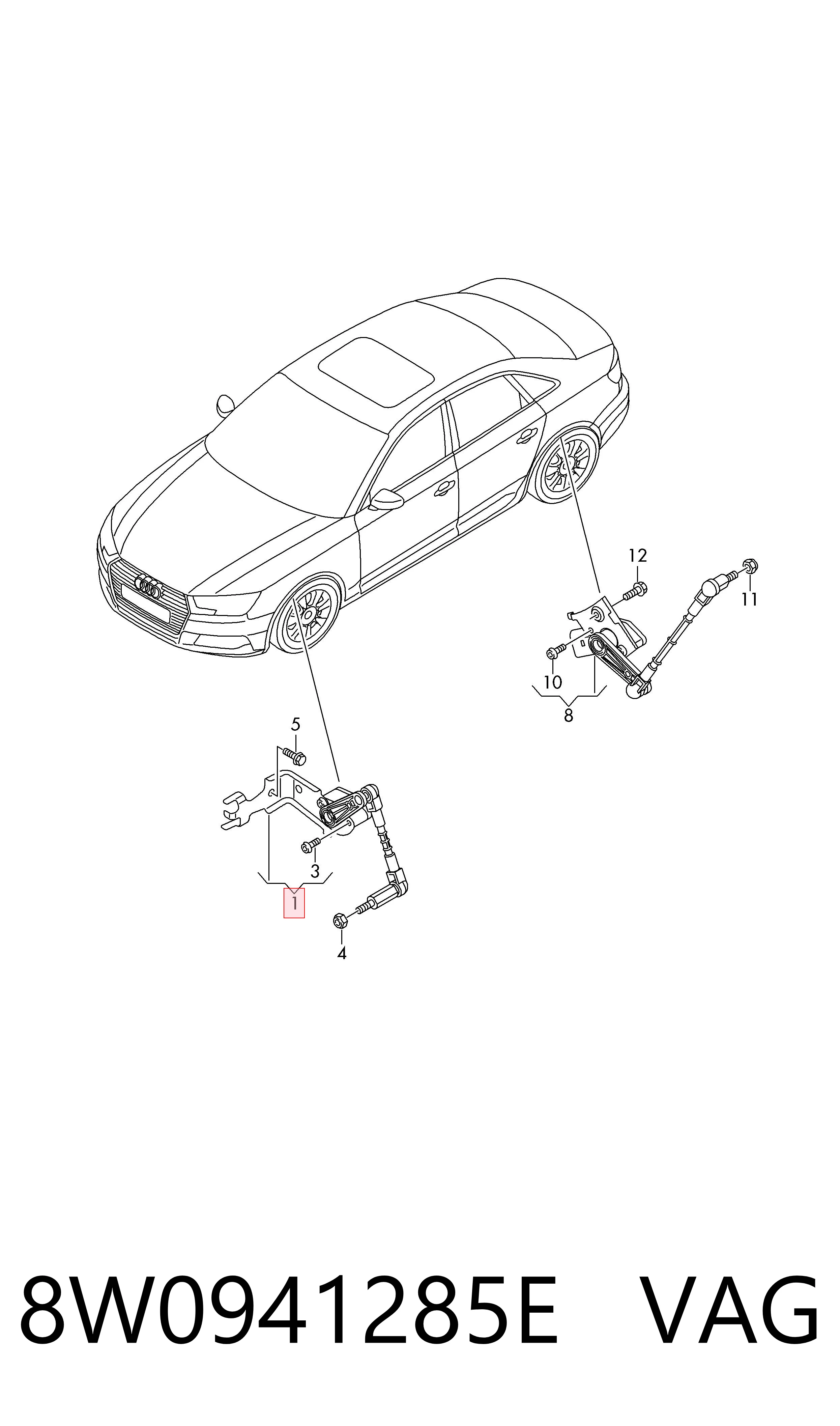 8W0941285E VAG Sensor de nivel de carrocería delantero izquierdo