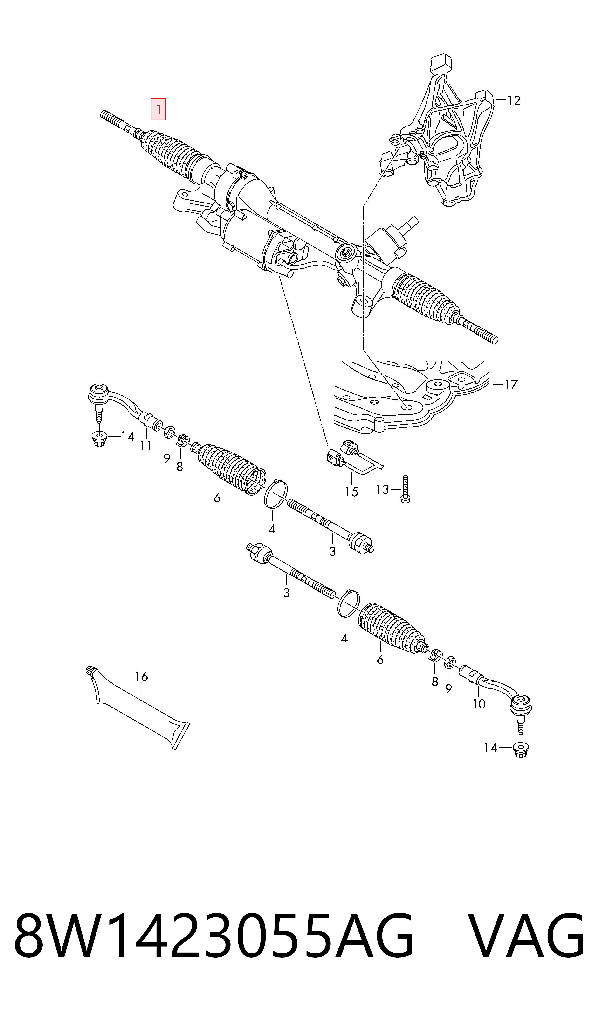 Caja de dirección Audi A4  (8W2, 8WC)