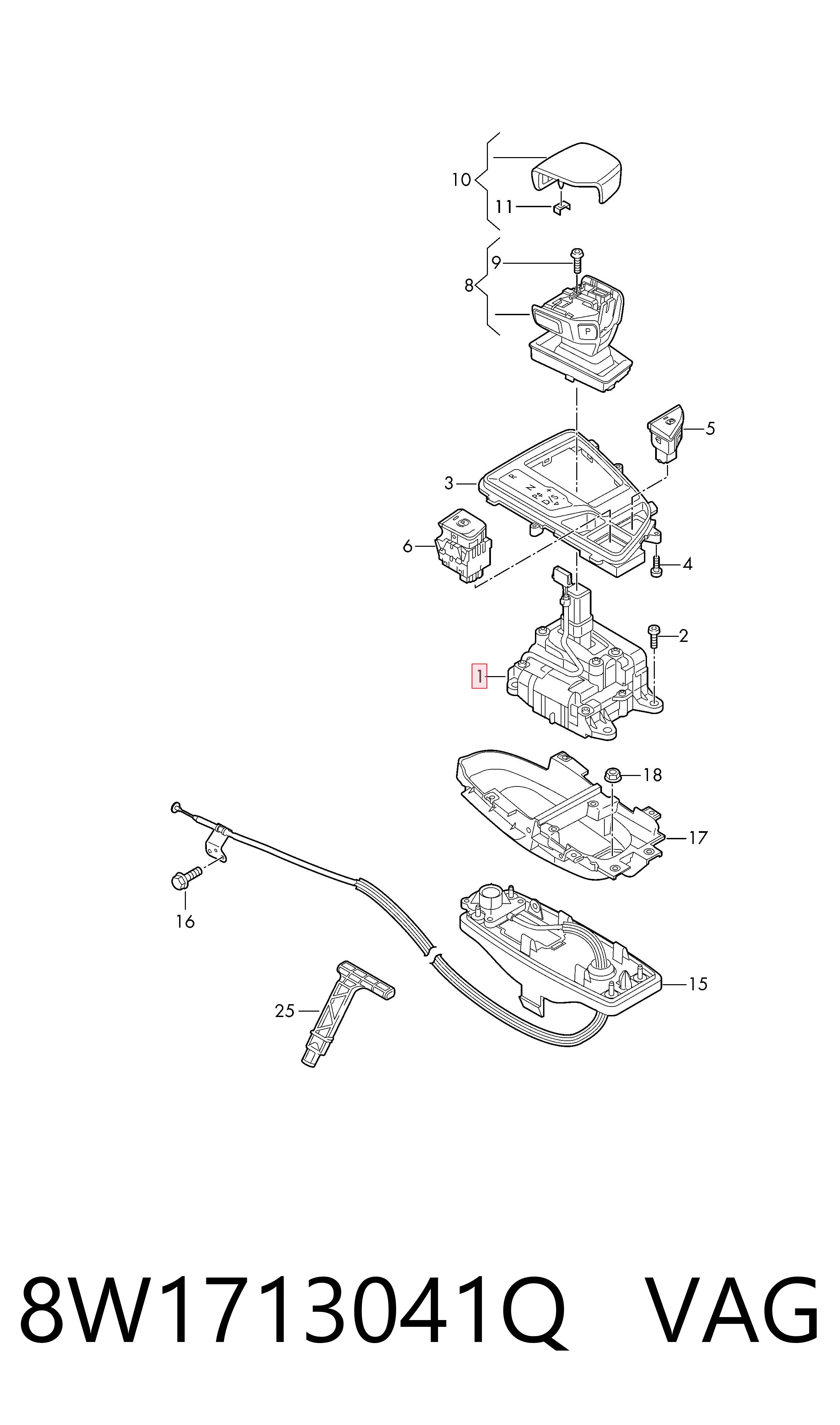 Mecanismo selector de marchas VAG 8W1713041Q precio, desde 182,95 EUR