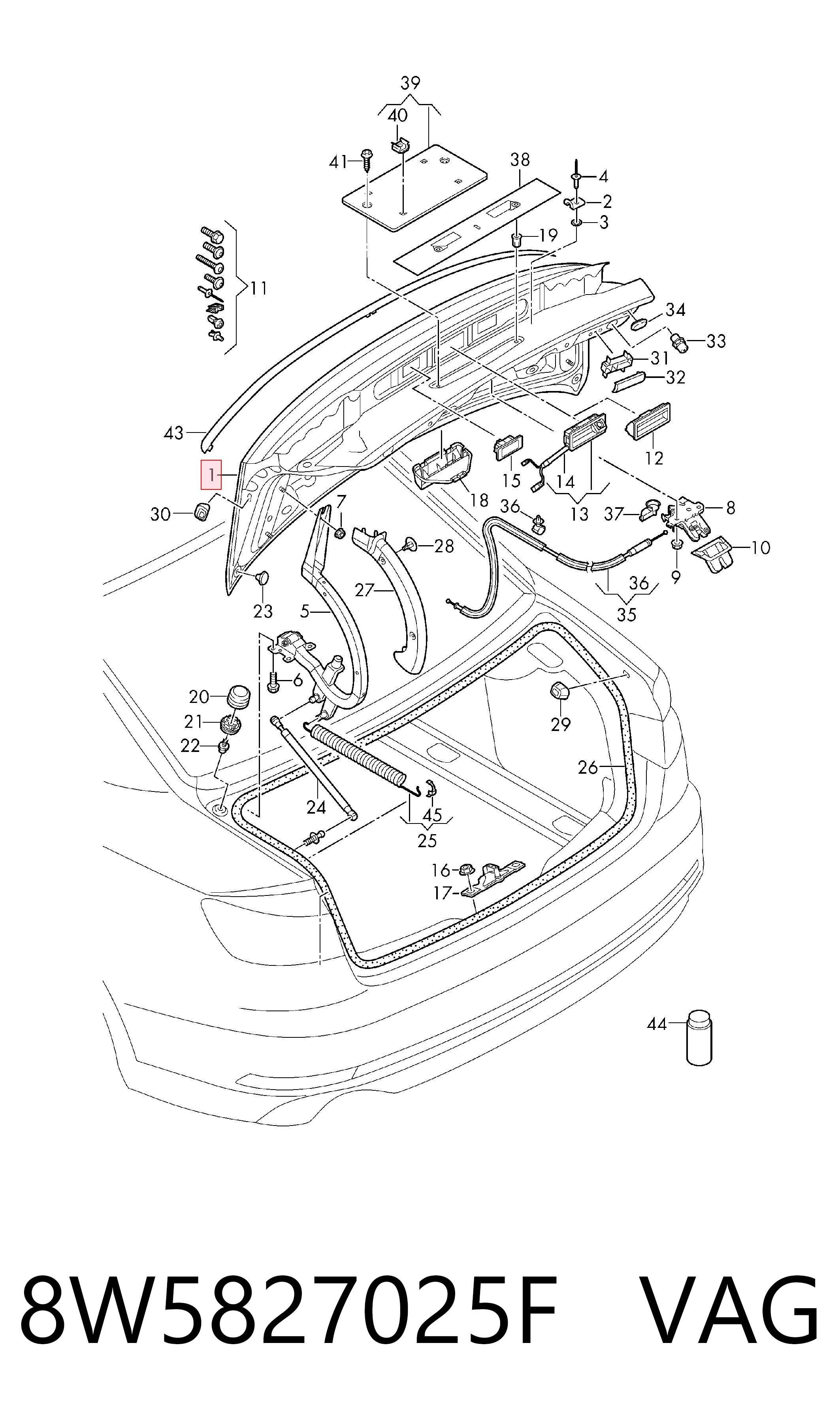Tapa de maletero para Audi A4 B9 8W2, 8WC