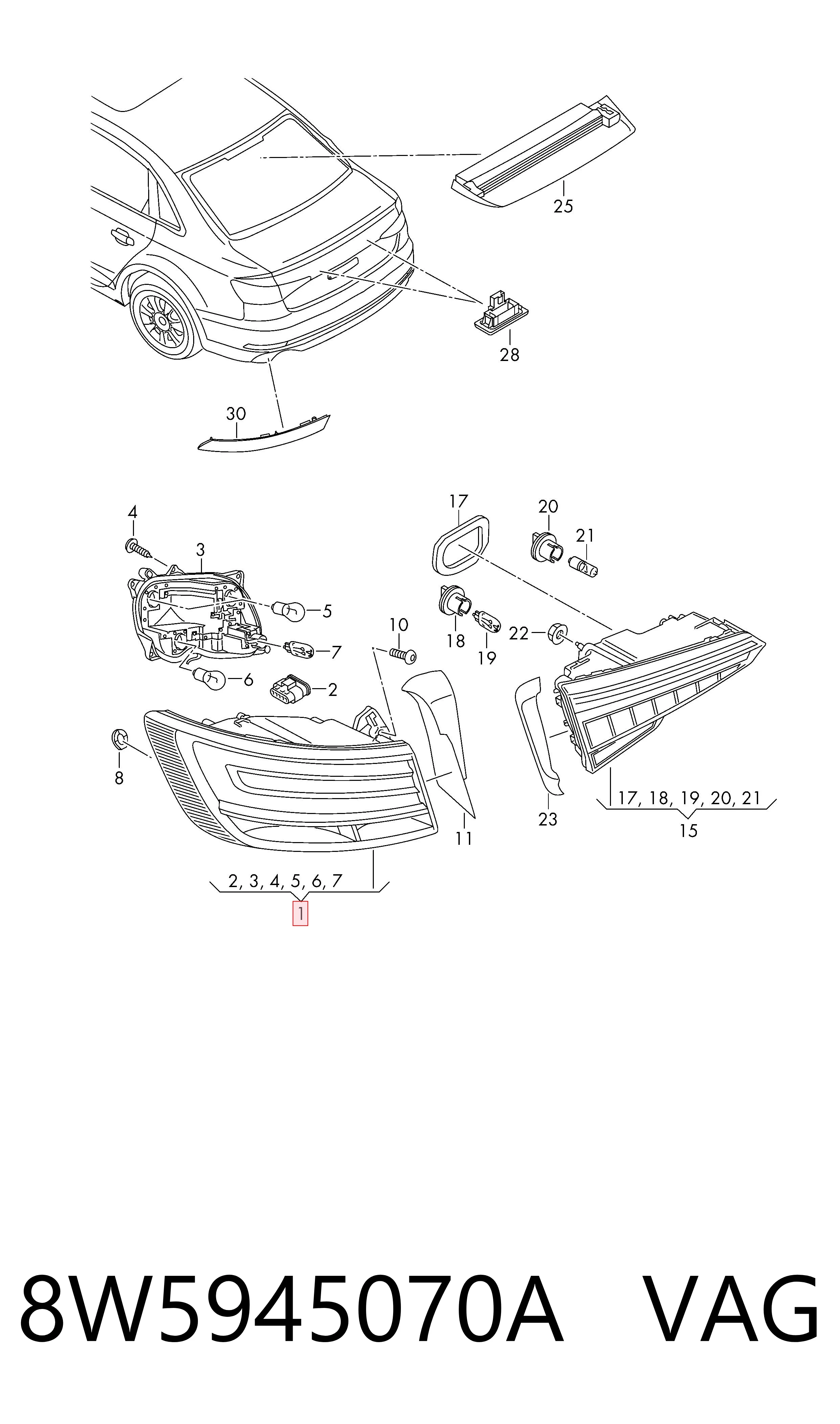 Comprar Piloto trasero derecho Audi A4  8W2, 8WC a bajo precio