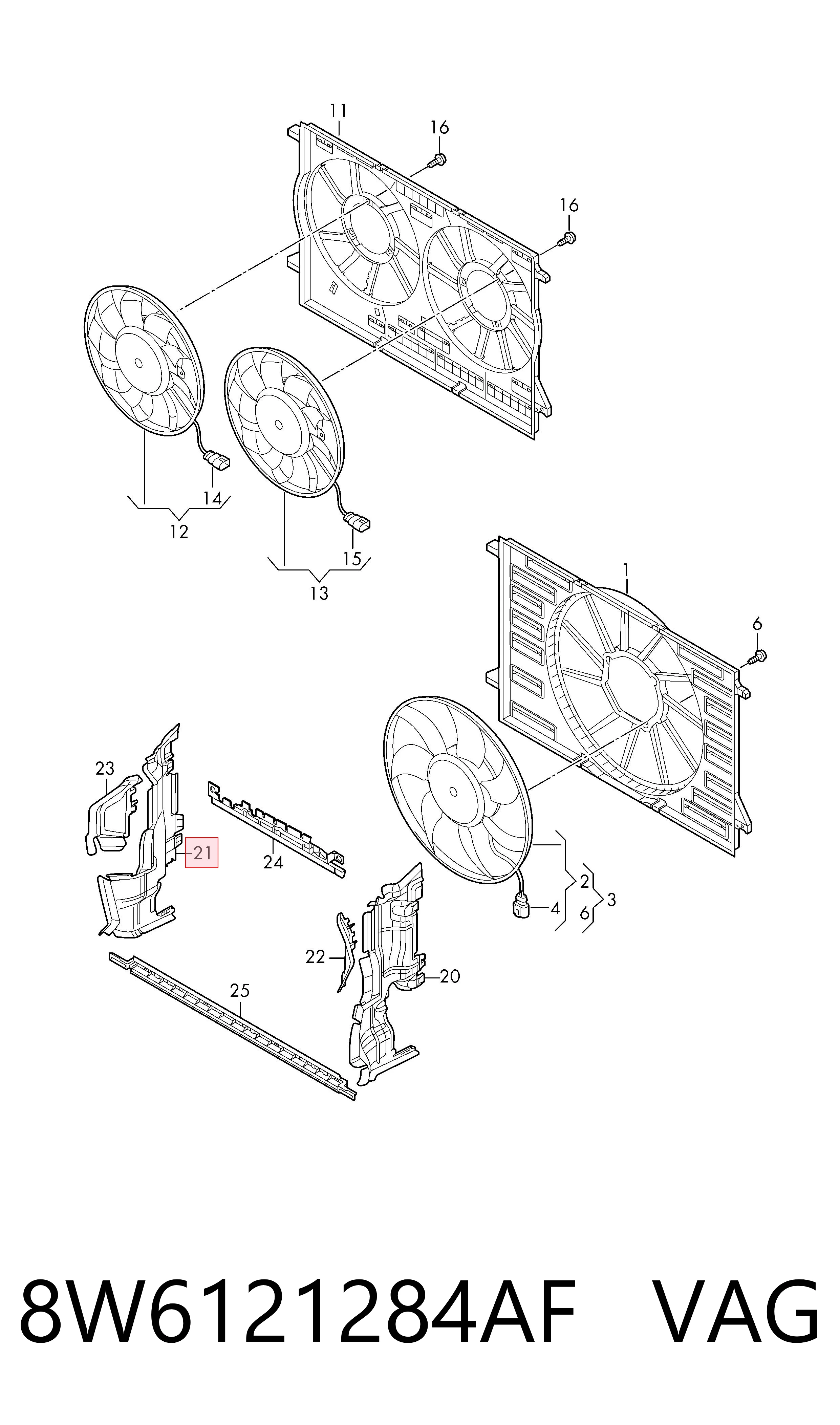 8W6121284AF VAG Deflector de aire del radiador derecho