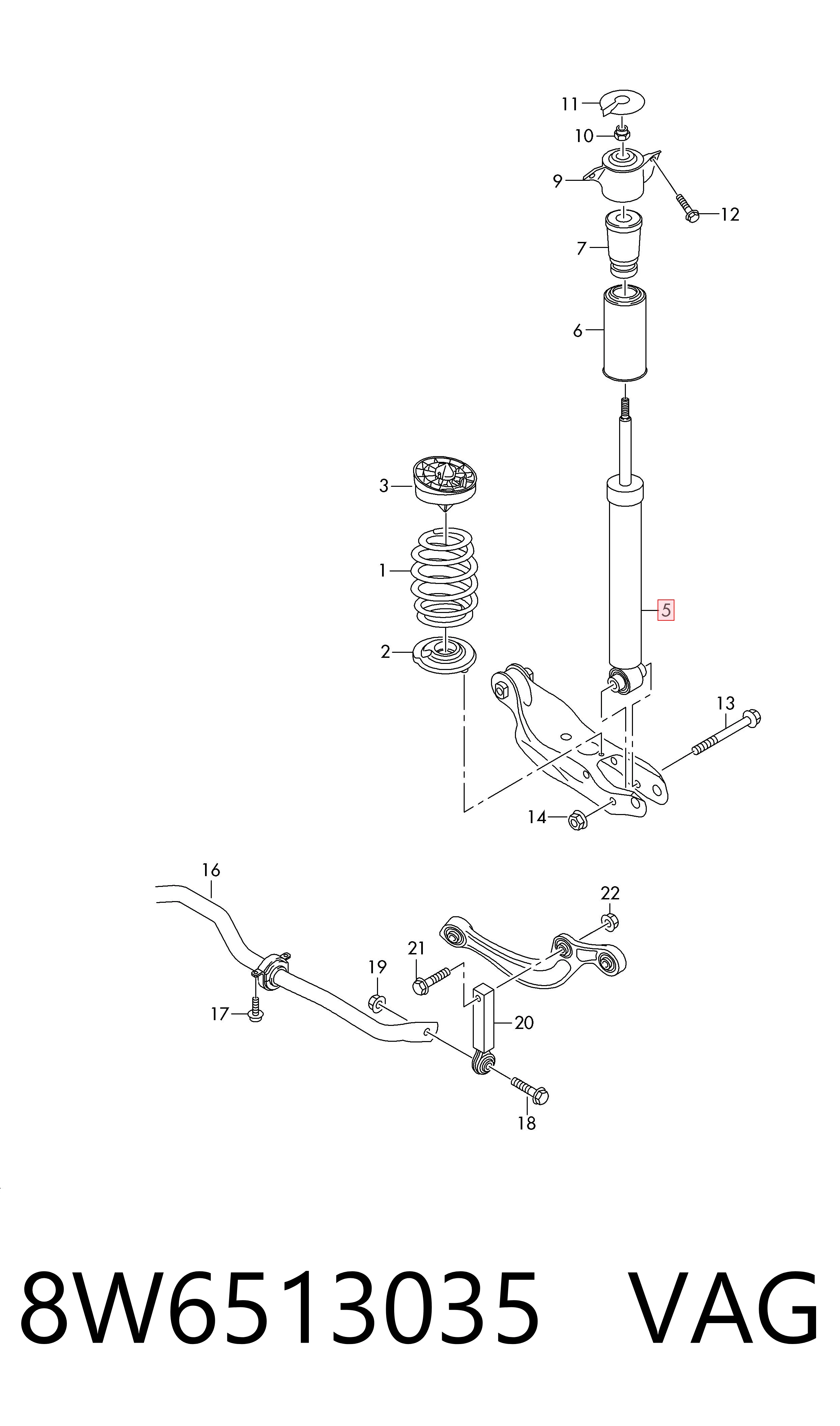 Comprar 8W6513035 VAG Amortiguador trasero