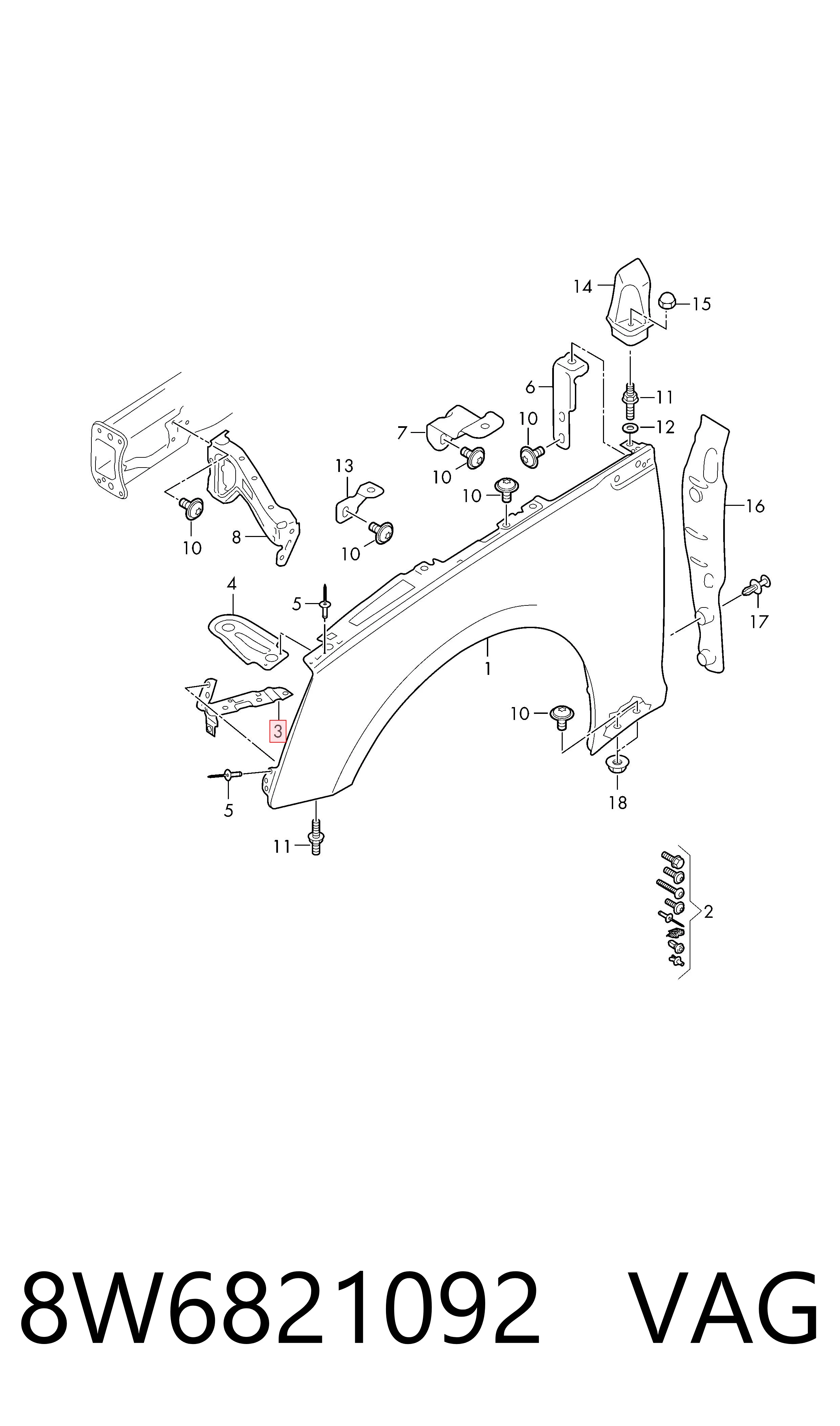 Comprar 8W6821092 VAG Sellado de guardabarros