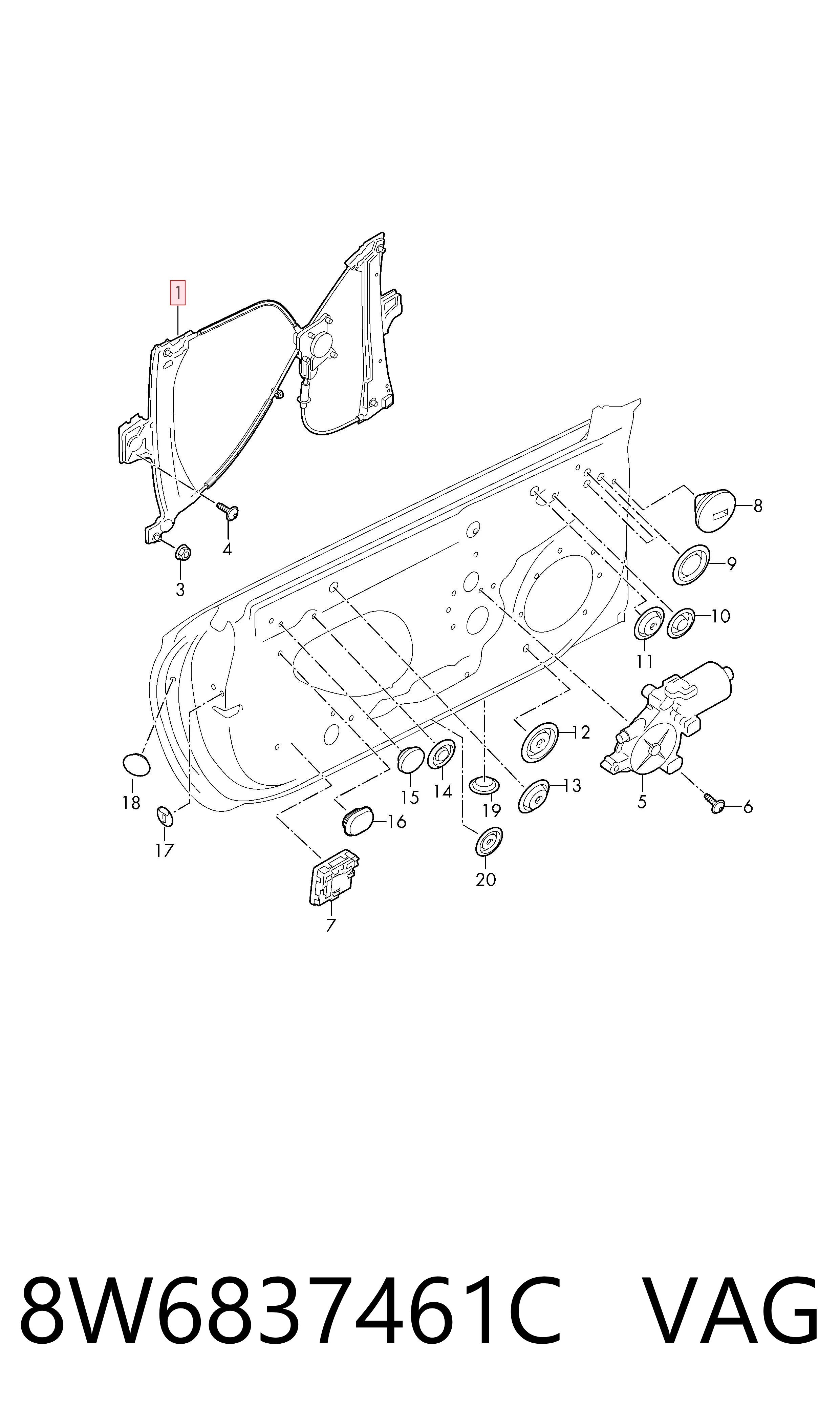 Comprar Mecanismo de elevalunas de la puerta delantera izquierda Audi A5  F53, F5P a bajo precio