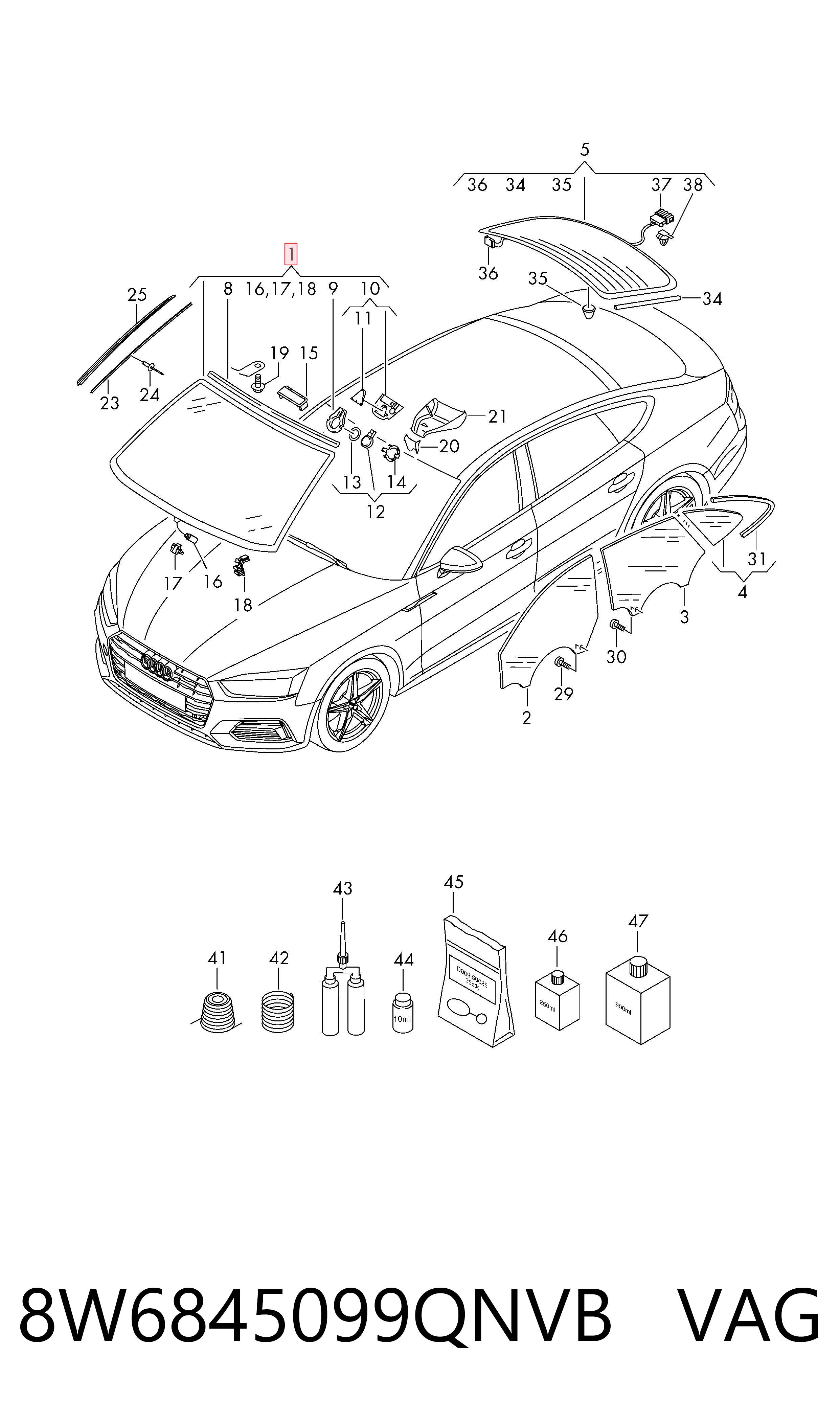 Parabrisas delantero  para Audi A5  F57, F5E