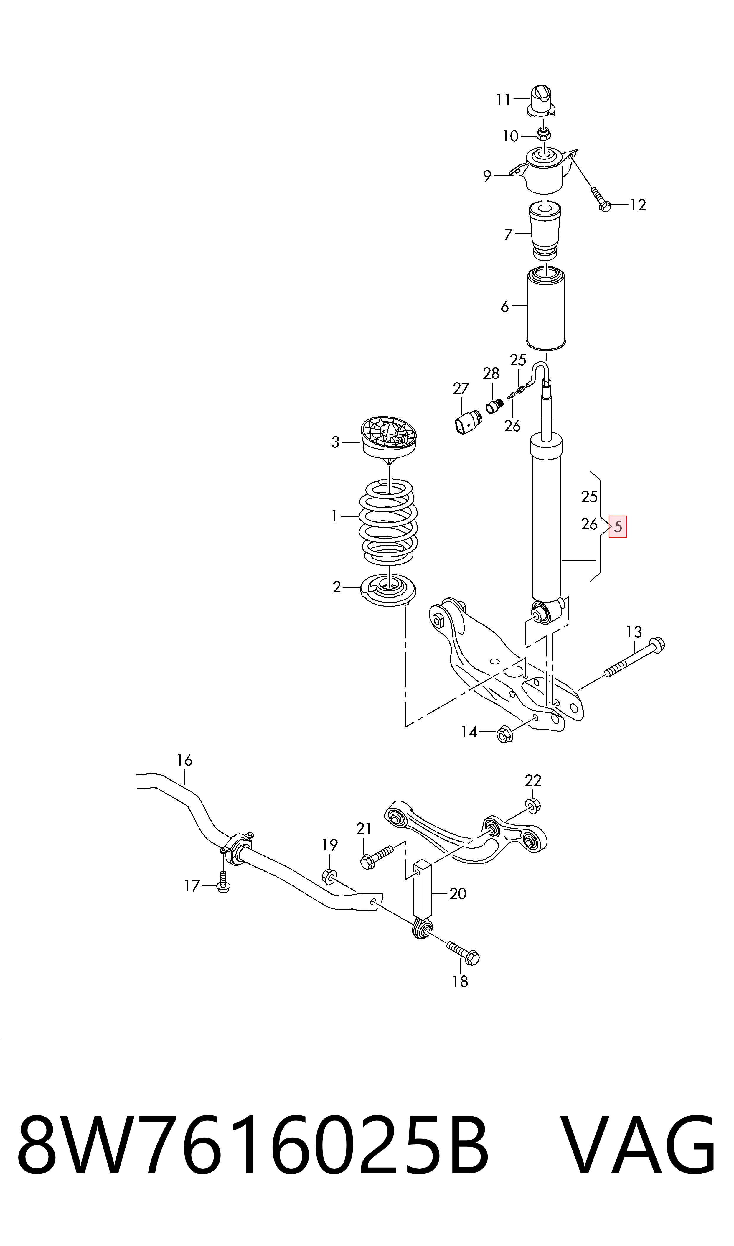 Comprar Amortiguador trasero Audi A5  F57, F5E a bajo precio