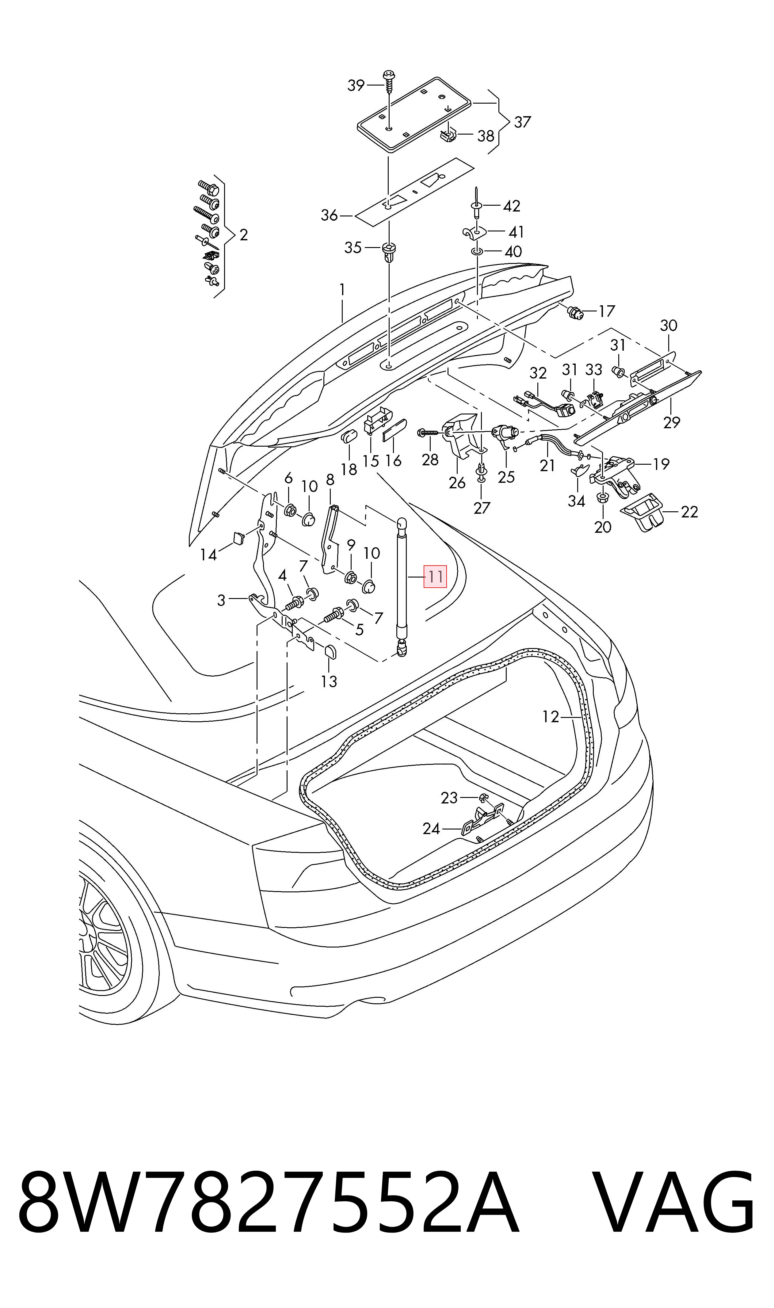 Amortiguador de porton para Audi A5  F57, F5E