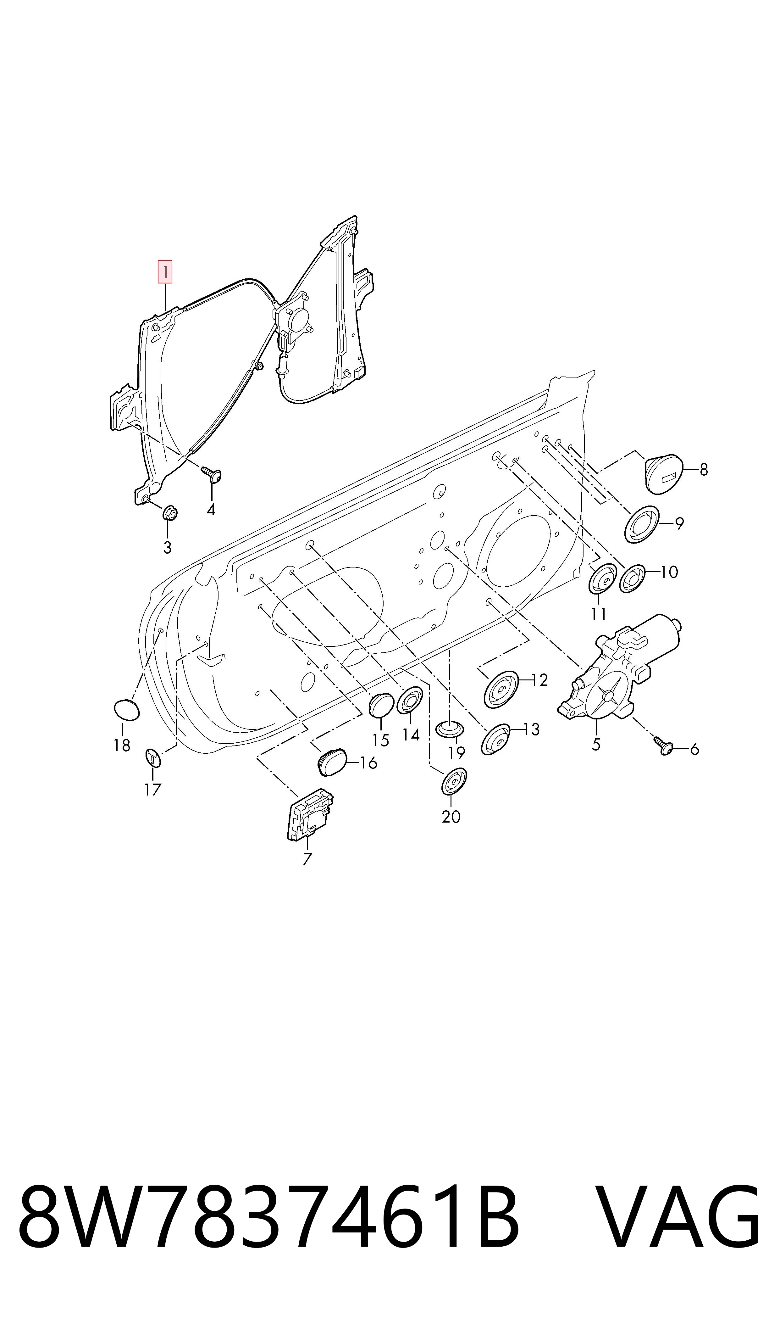 Comprar Mecanismo de elevalunas de la puerta delantera izquierda Audi A5  F57, F5E a bajo precio