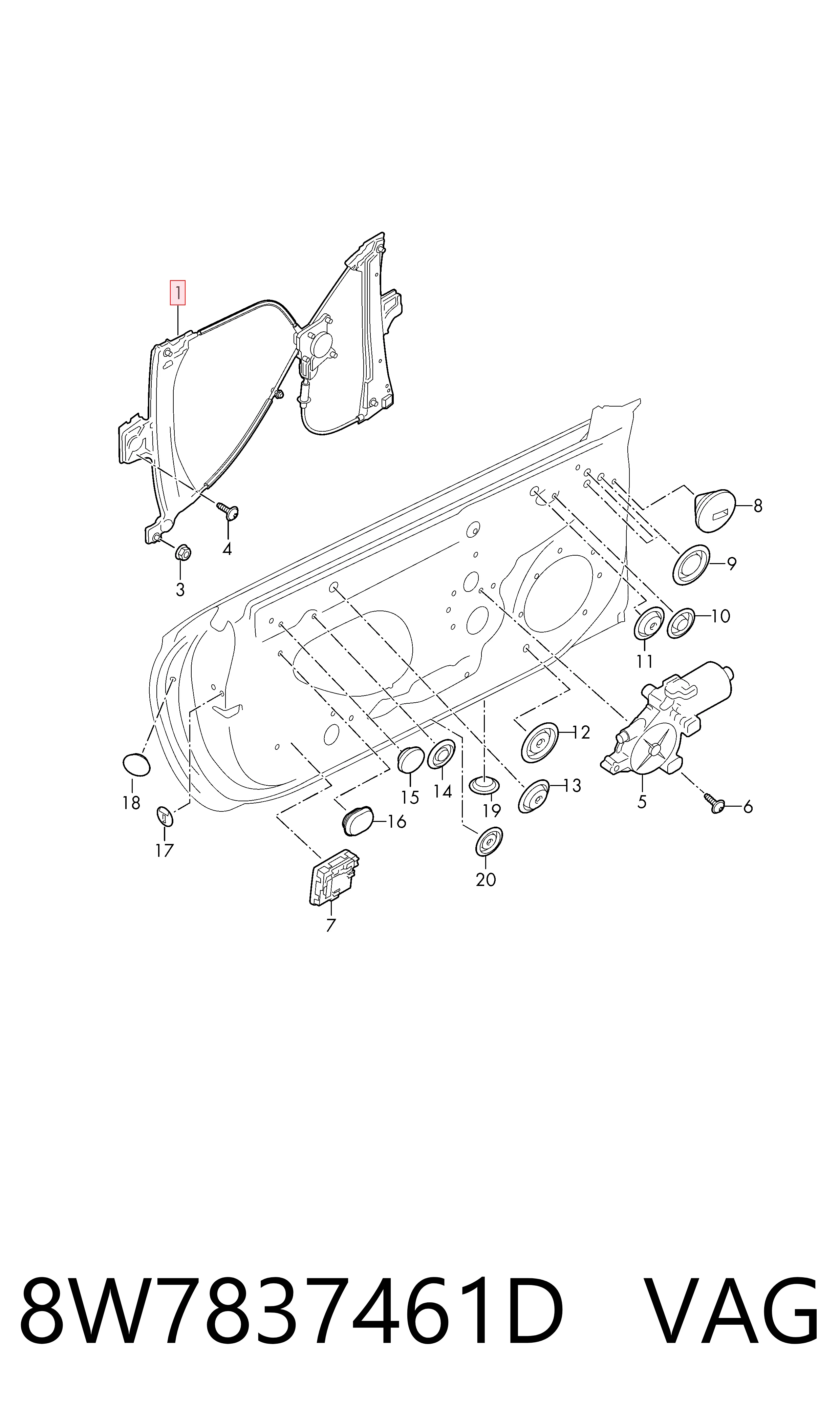 Mecanismo de elevalunas delantero izquierdo para Audi A5 F57, F5E