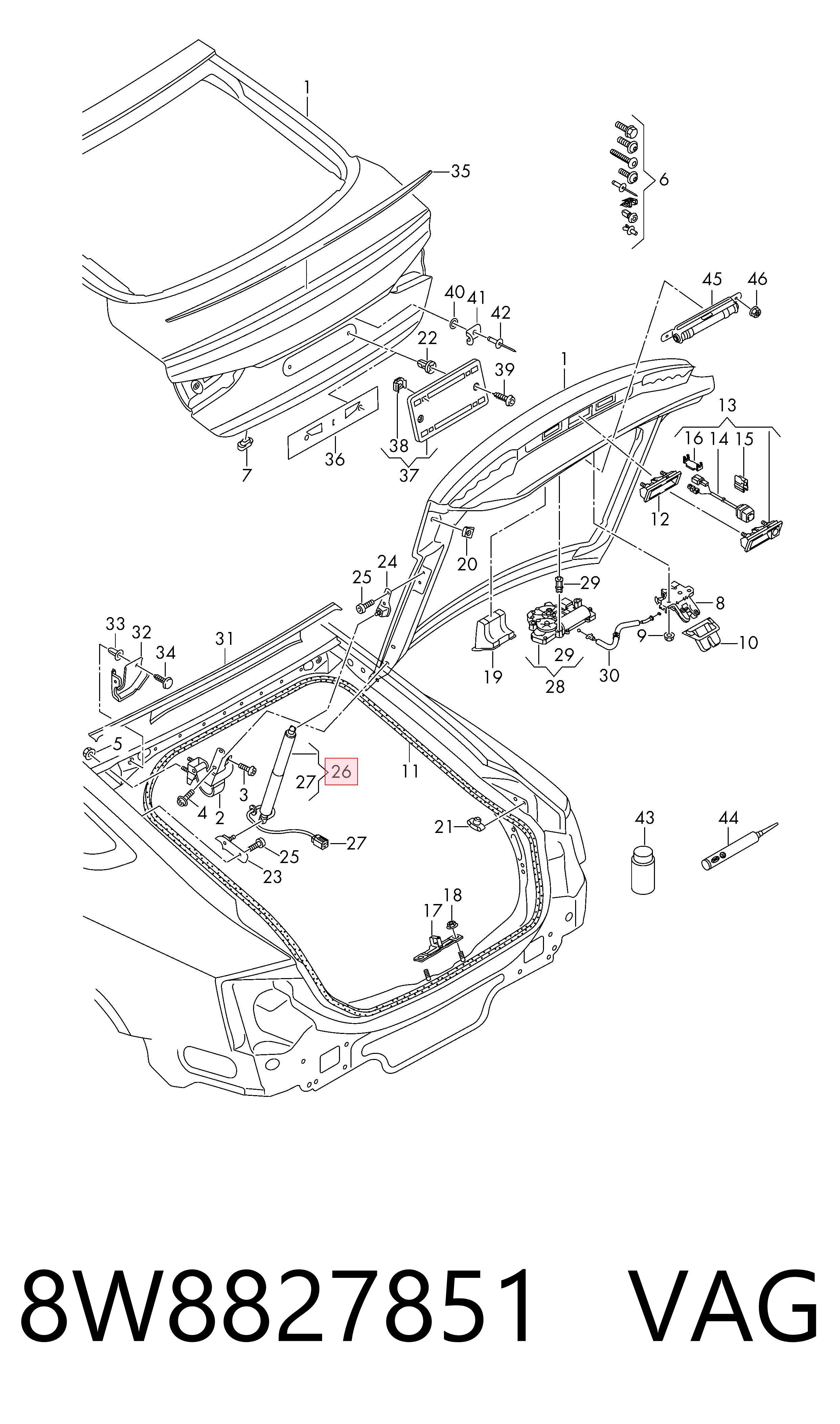 Muelle neumatico maletero para Audi A5 (F5A, F5F)