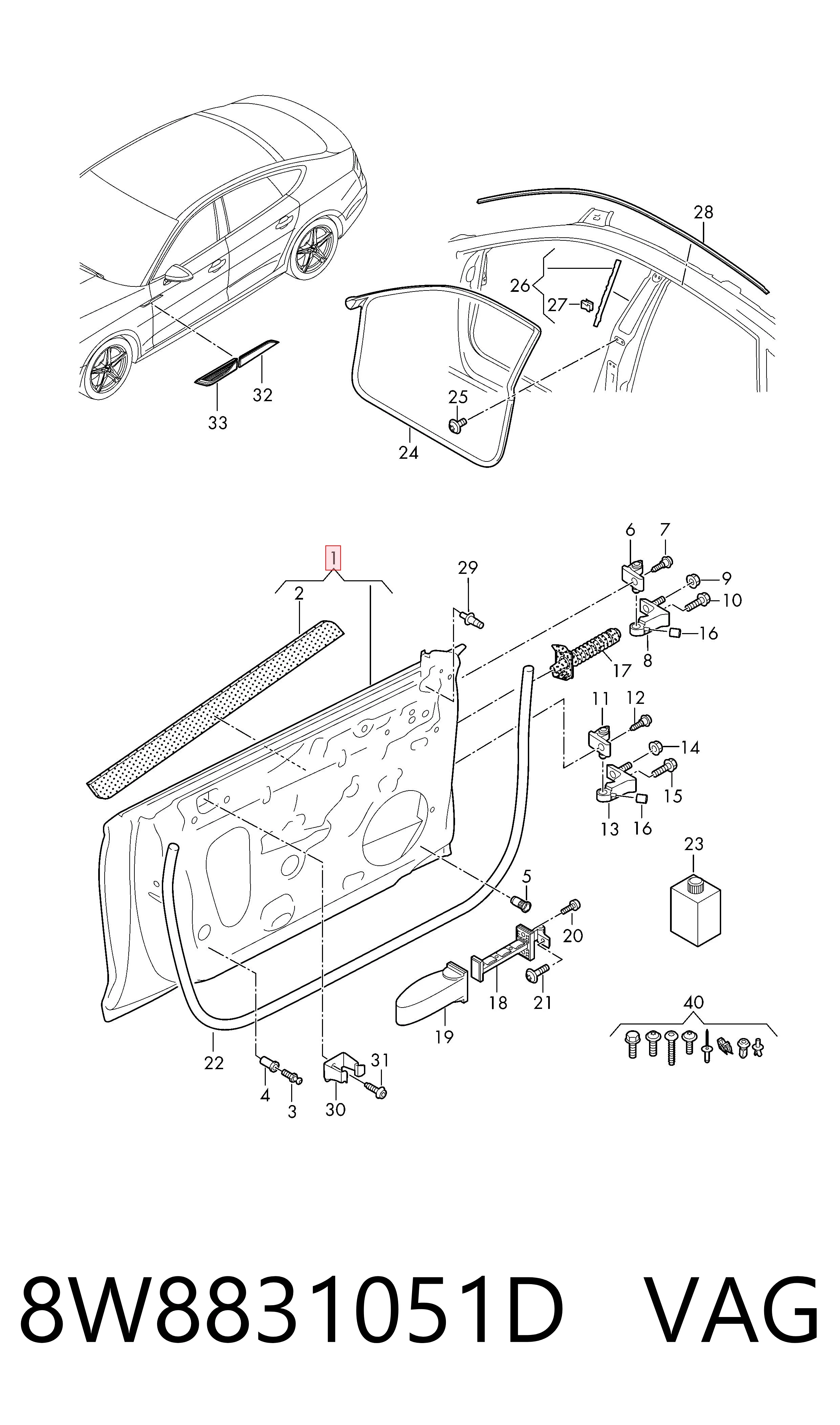 Puerta delantera para Audi A5 Sportback F5A, F5F